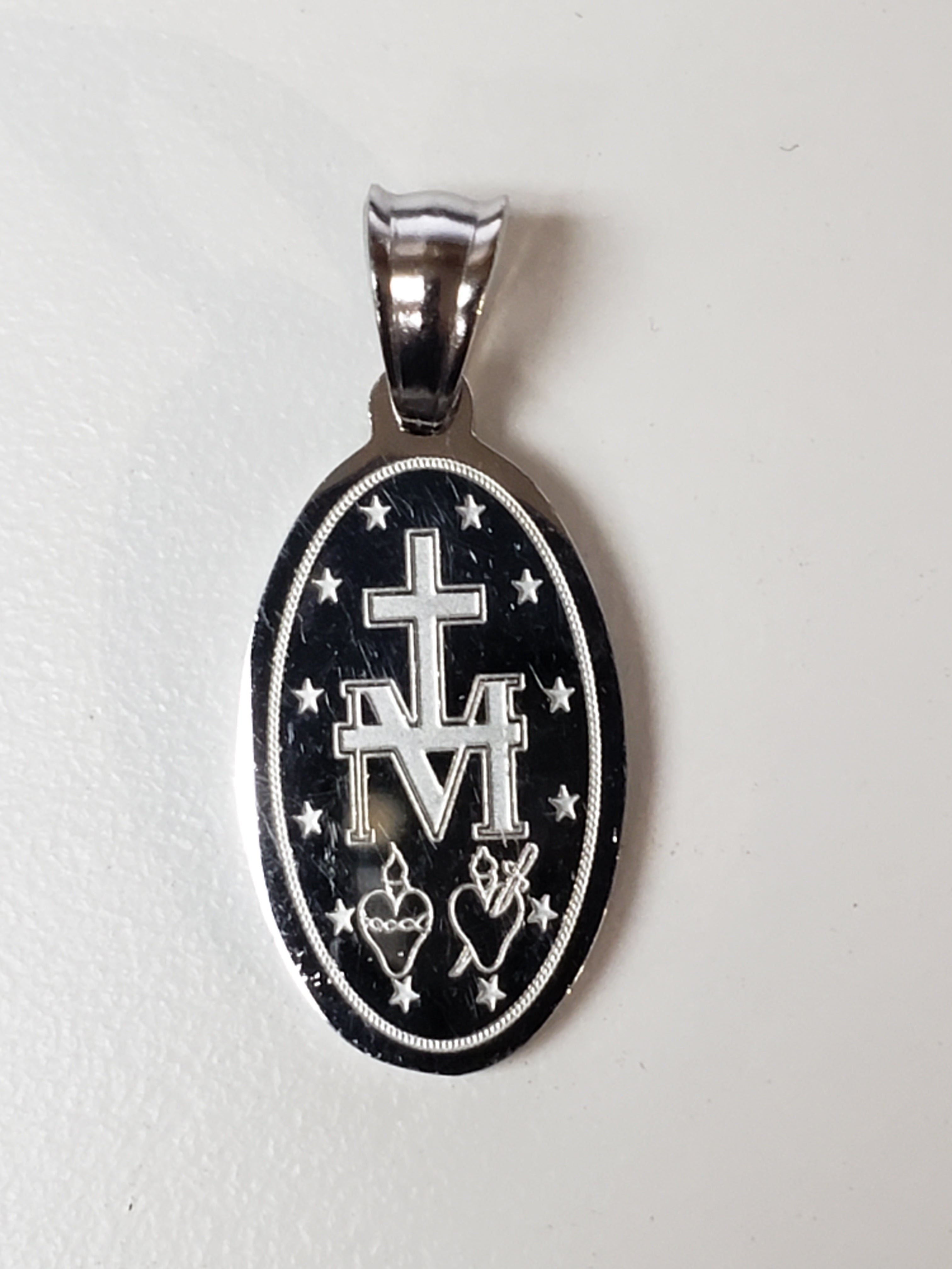 Medalla de Nuestra Señora de las Gracias en color esmaltado - Acero inoxidable
