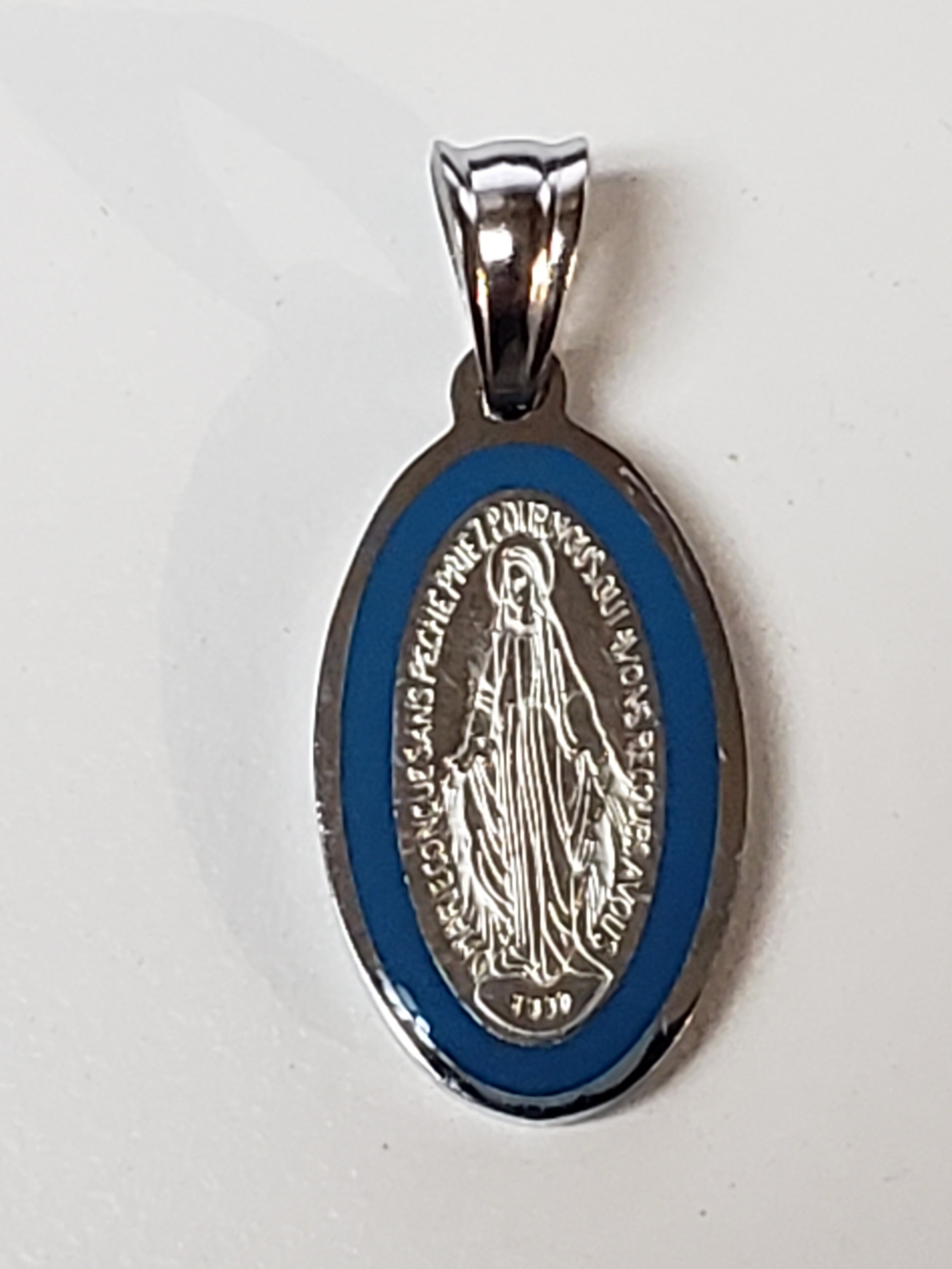 Medalla de Nuestra Señora de las Gracias en color esmaltado - Acero inoxidable