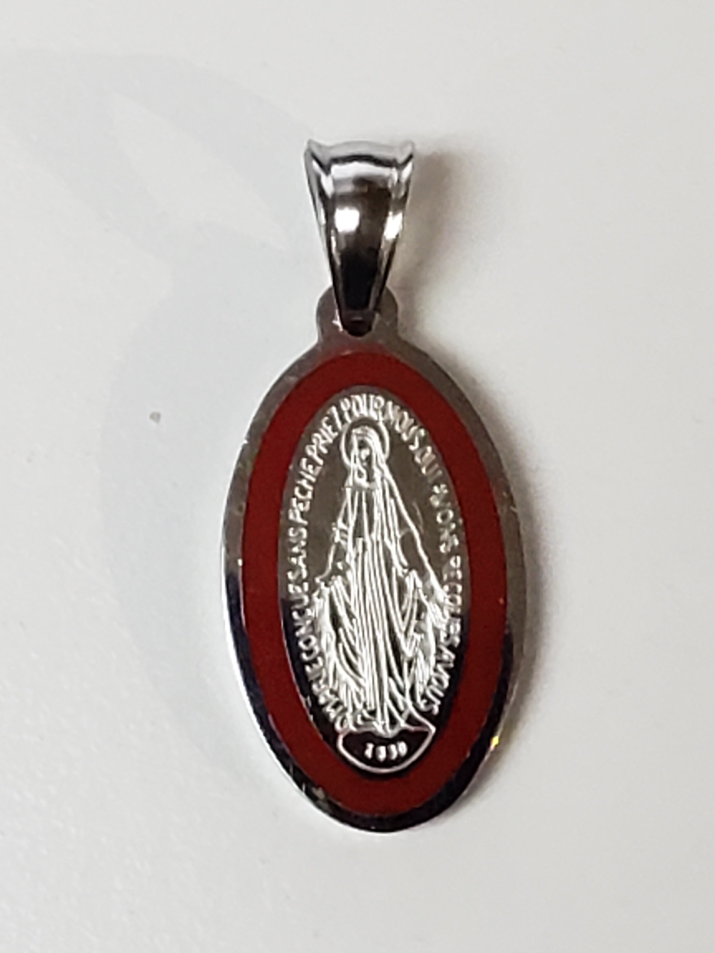 Medalla de Nuestra Señora de las Gracias en color esmaltado - Acero inoxidable