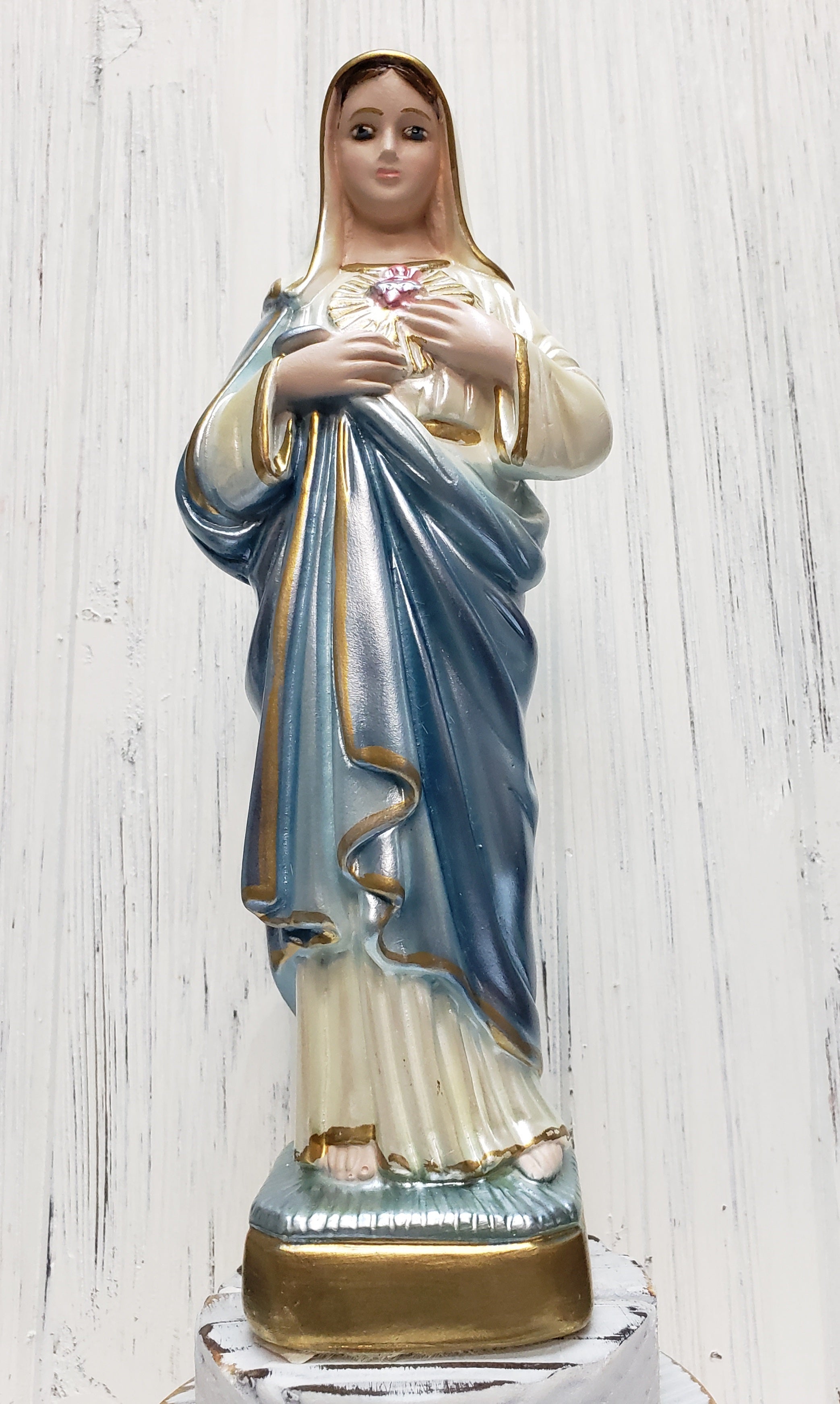 Inmaculada Concepción de la Virgen María en Perla de 8" - Pintada a mano en Italia - Nuestra Colección Toscana