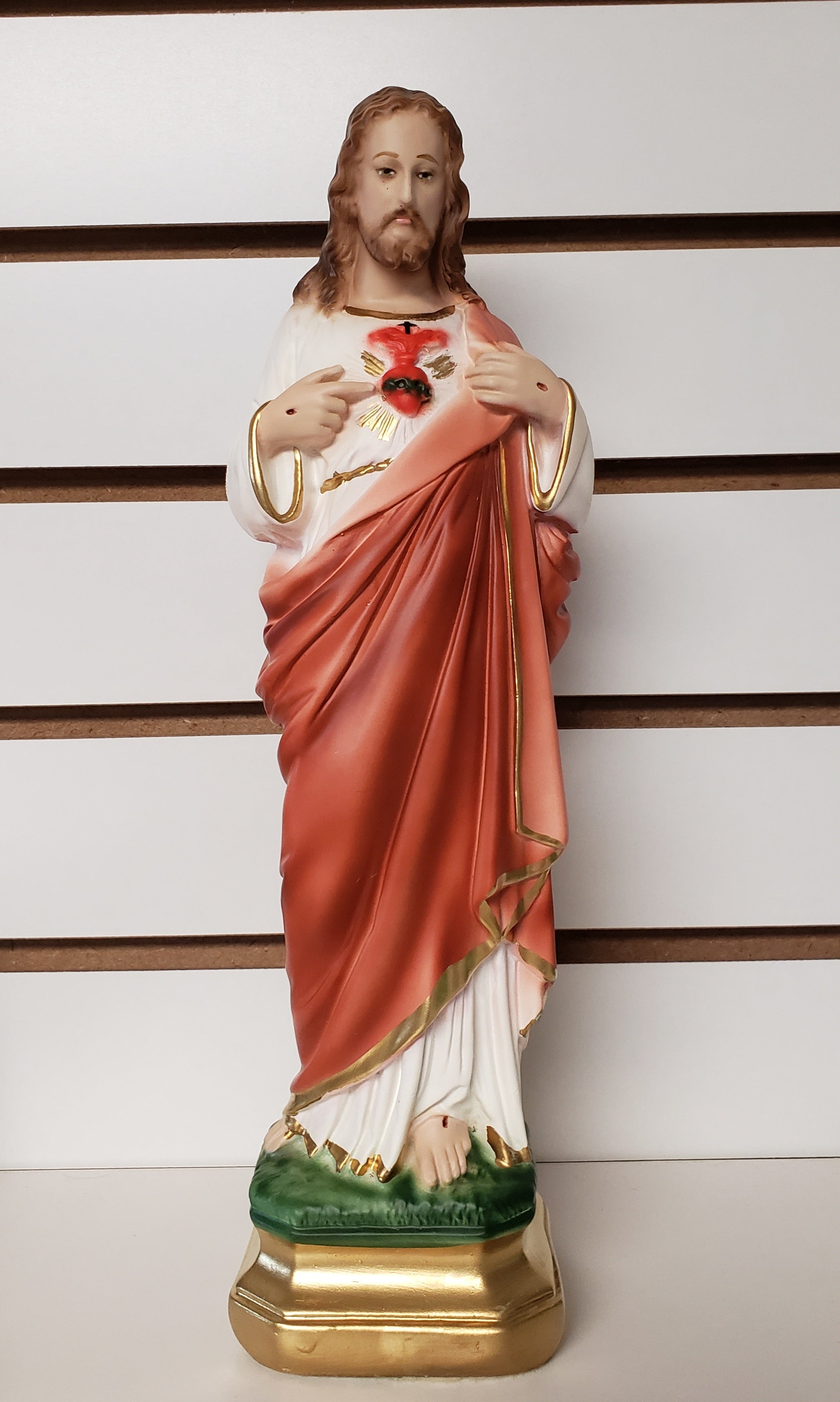 Estatua del Sagrado Corazón de Jesús en Perla - Pintada a Mano en Italia - Nuestra Colección Toscana