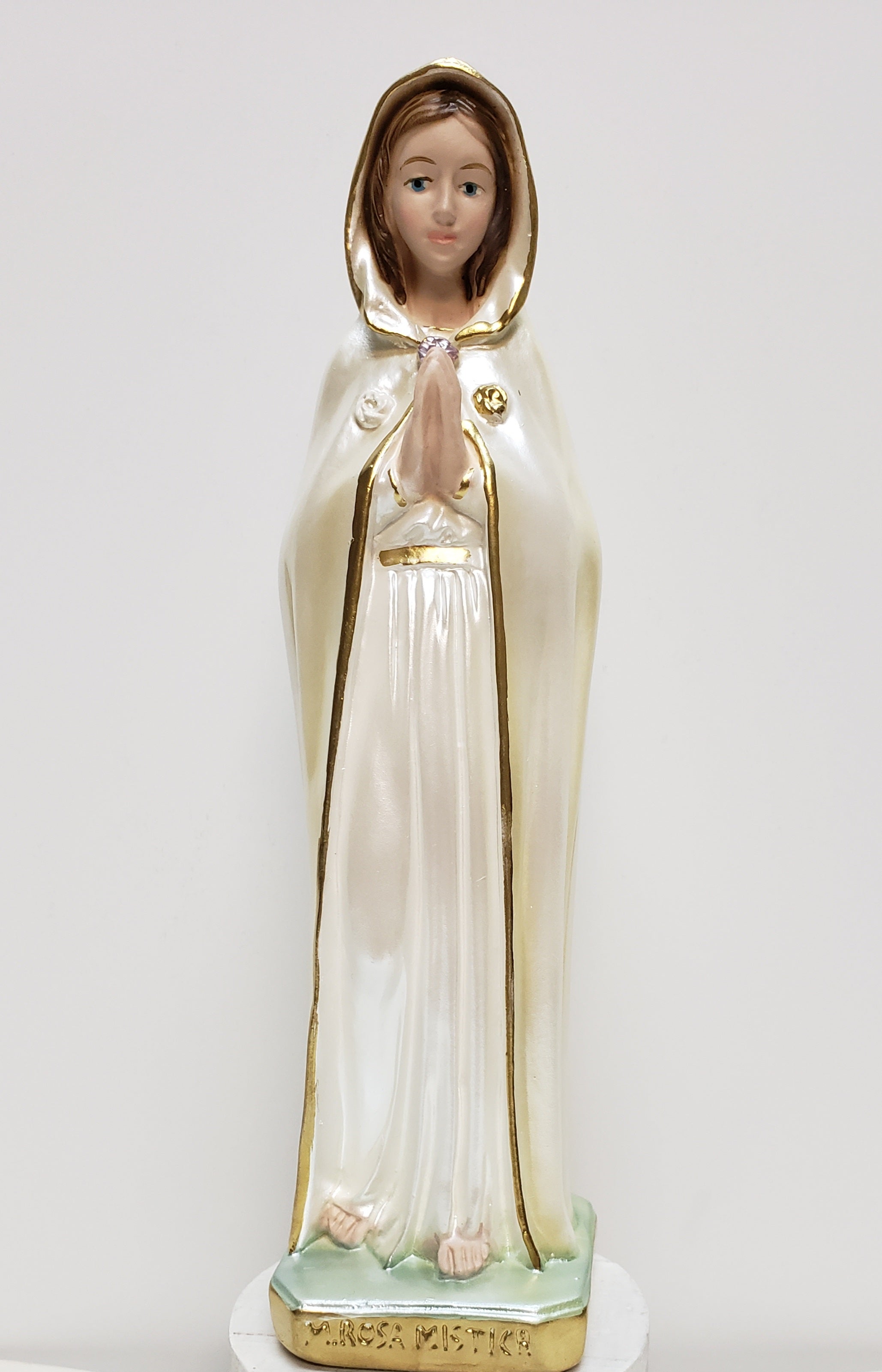 Mary Rosa Mystica de 8,5" con perla: pintada a mano en Italia: nuestra colección Toscana