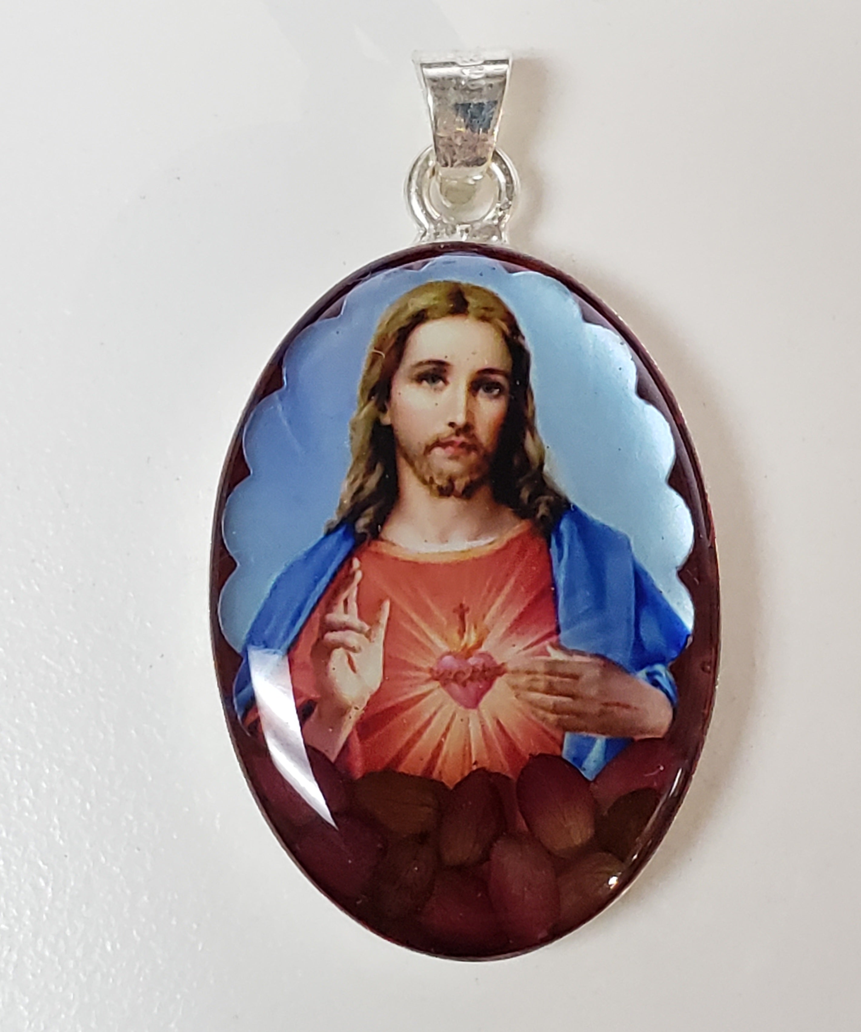 Medalla con Flores del Sagrado Corazón de Jesús