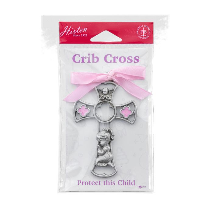 Cruz de bebé esmaltada de 2 3/8" x 3 3/4"