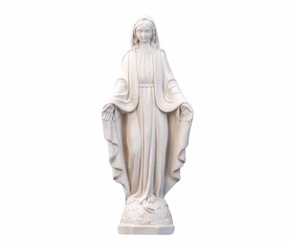 La Tienda de Regalos de Fe Nuestra Señora de las Gracias - María Milagrosa Toda Blanca - Fabricada en Italia - Nuestra Colección Toscana - Virgen La Milagrosa Blanca