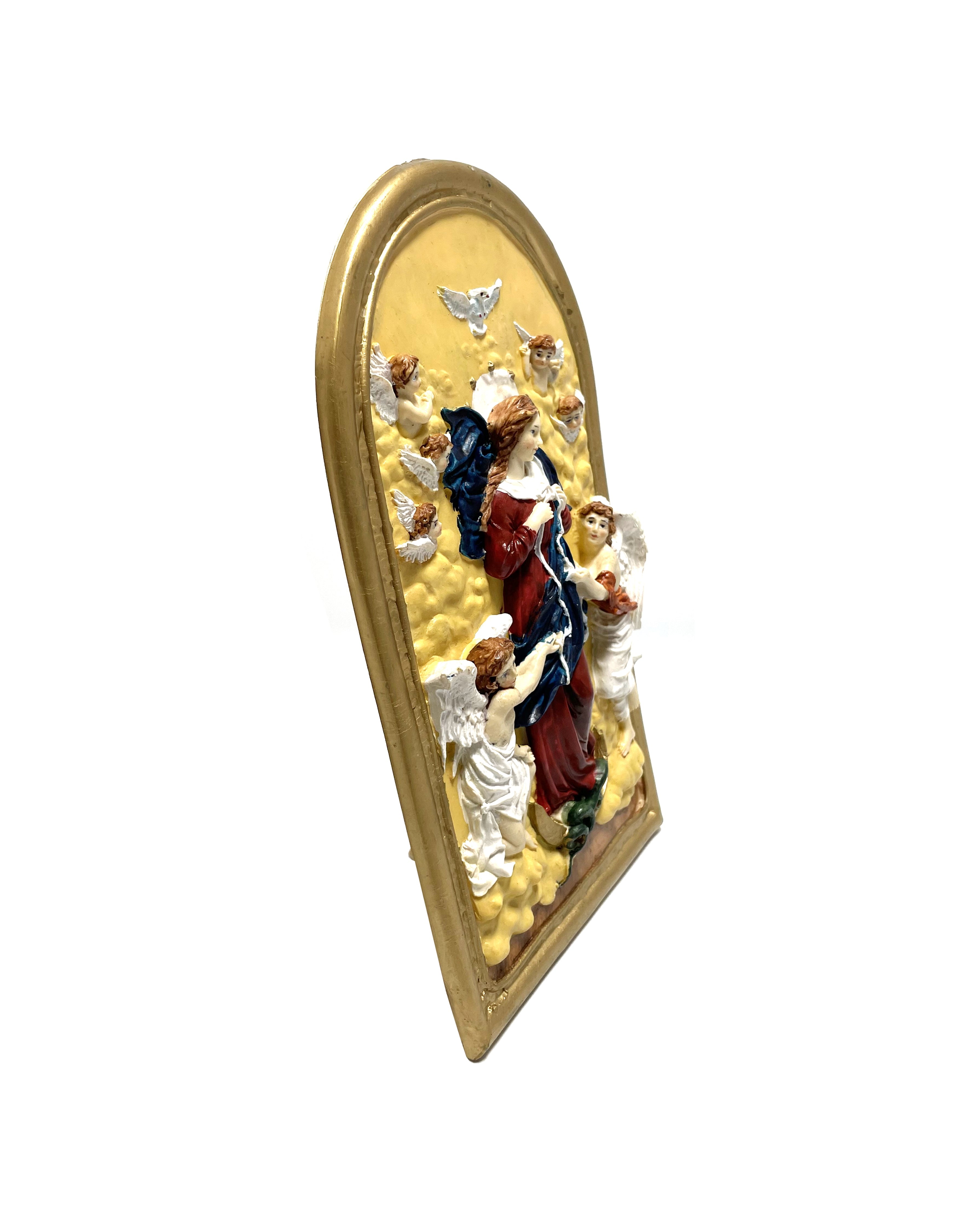 Placa en relieve con estatua religiosa Desatando Nudos 11" de altura