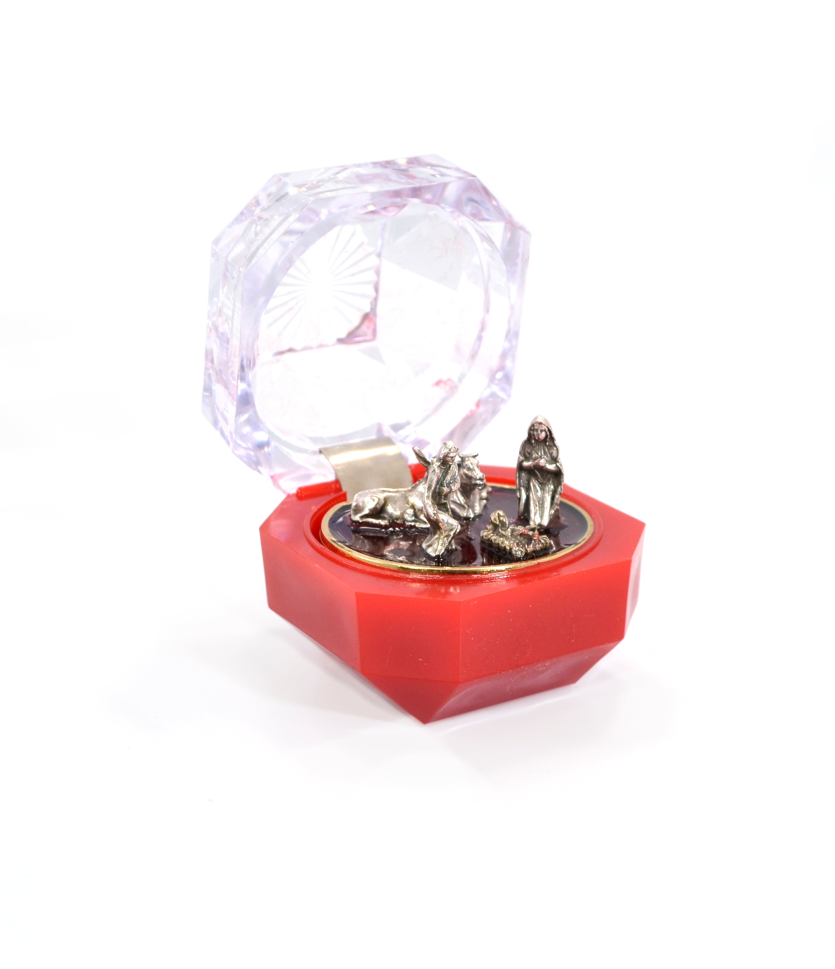 Juego de cinco piezas de belén en miniatura en caja de regalo