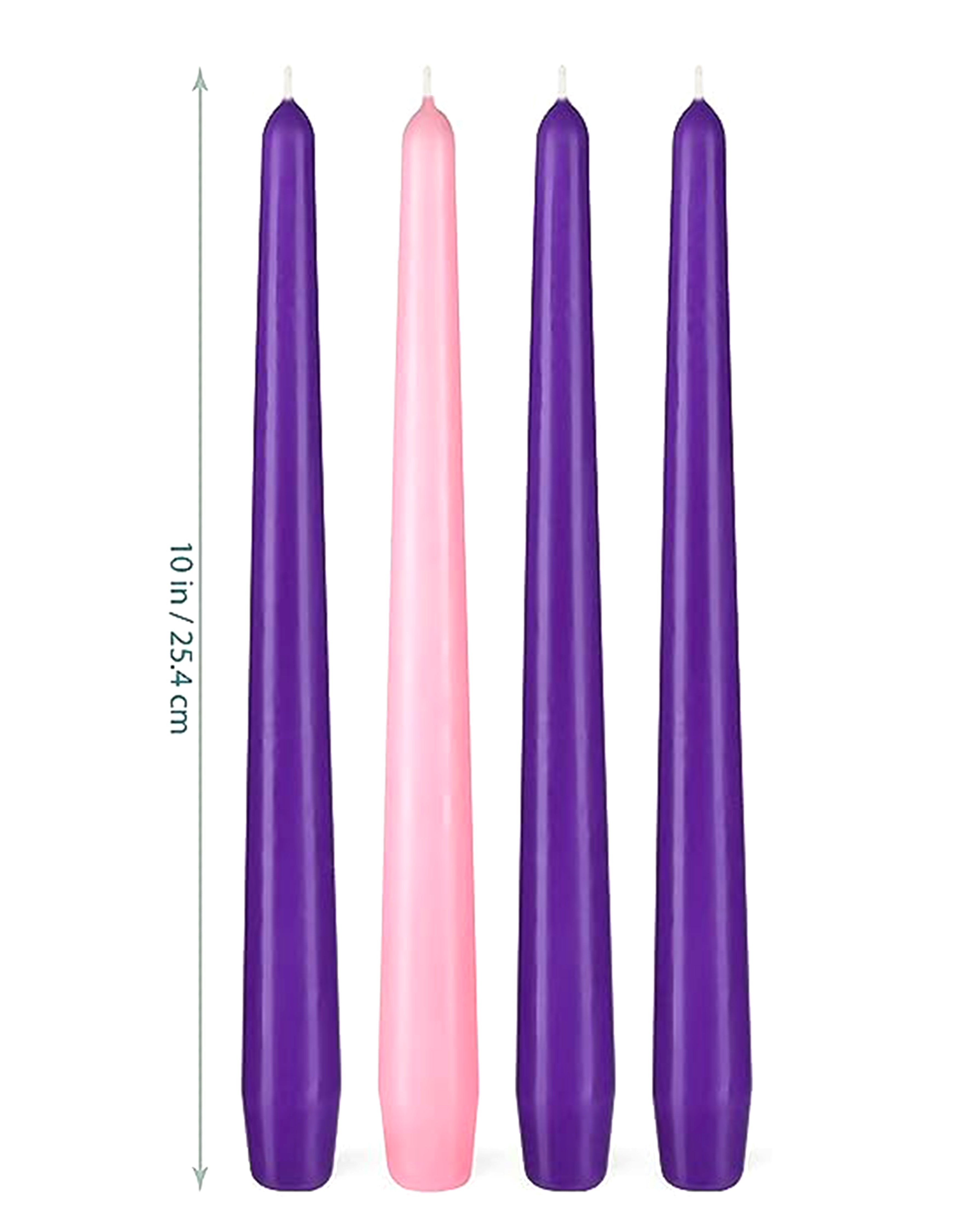 El juego de corona de Adviento incluye candelabros y 4 velas, 3 velas moradas y 1 vela rosa.