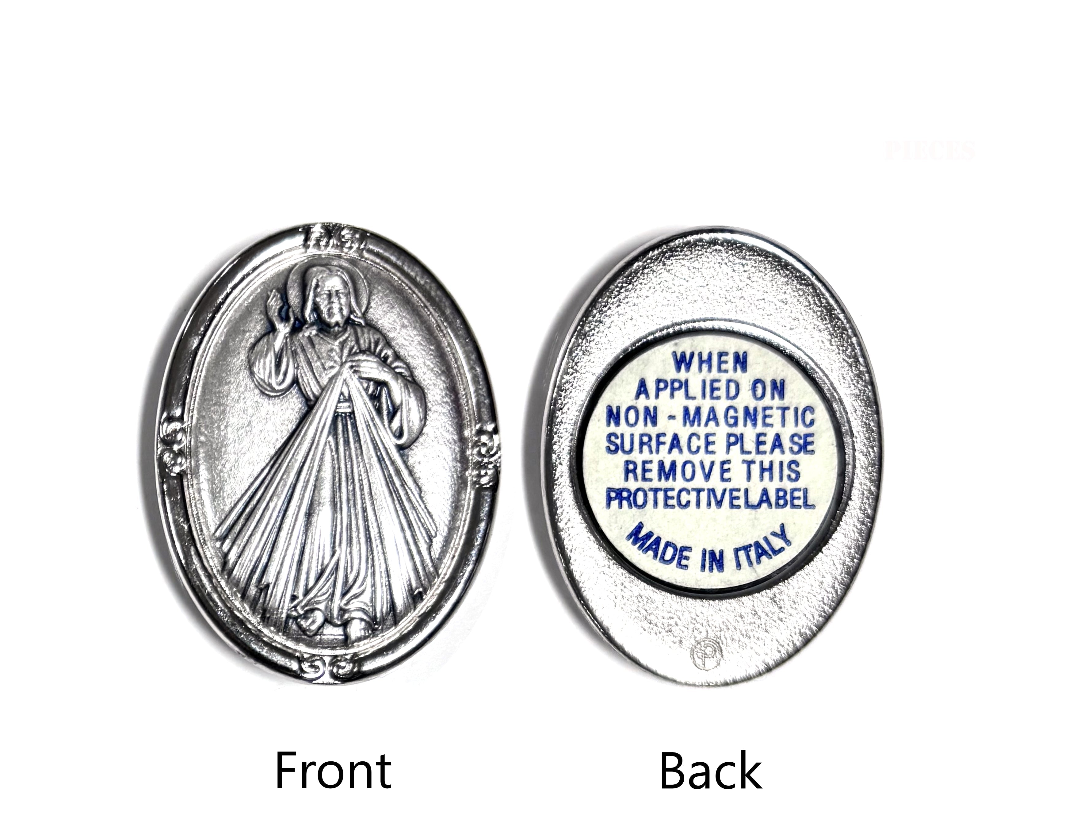 Imán con medalla de santos católicos