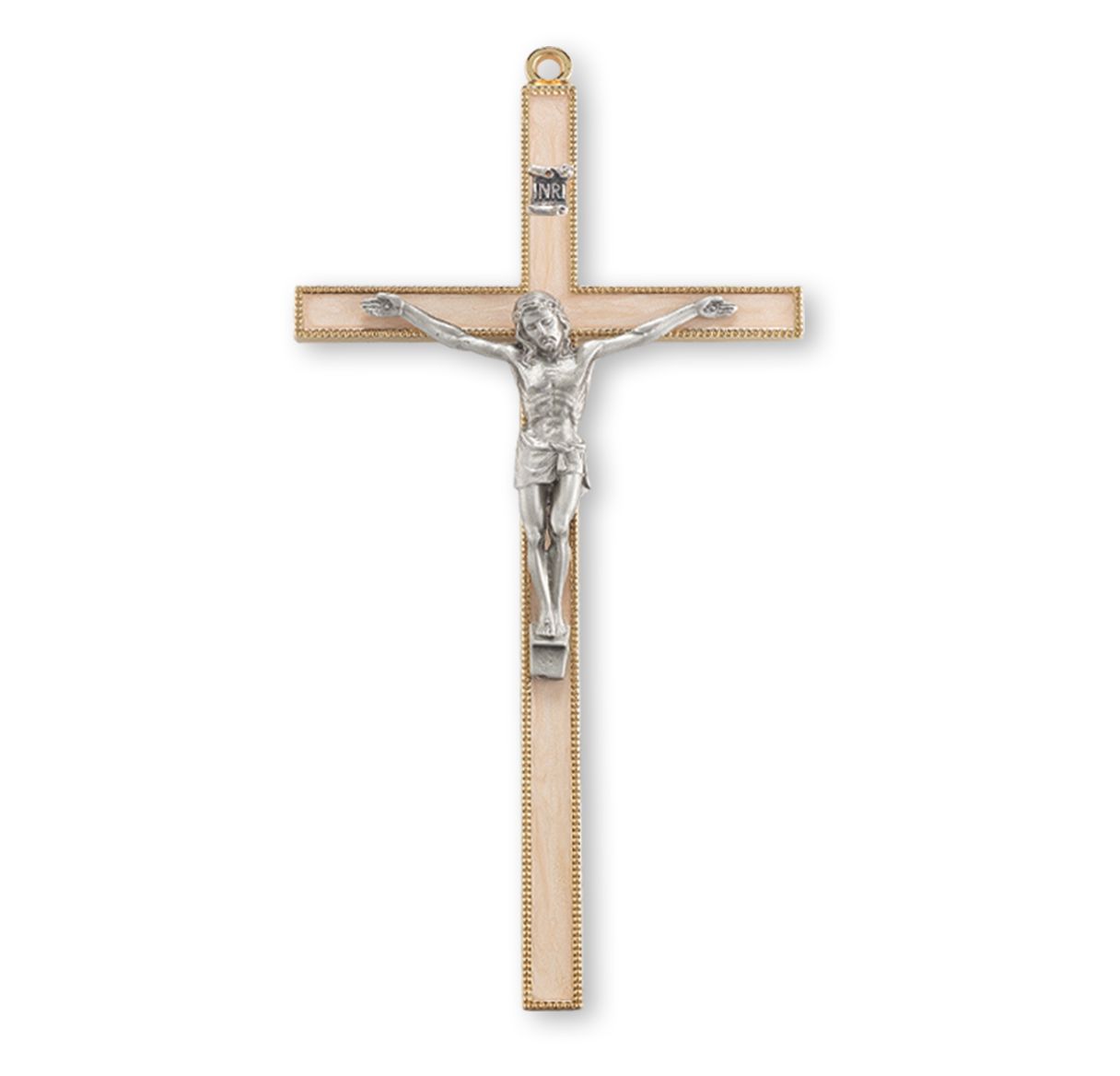 Cruz de esmalte perlado de 7"
