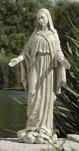 Estatua de jardín de Nuestra Señora de las Gracias de 24" de la Virgen María | Jardín de oración al aire libre 