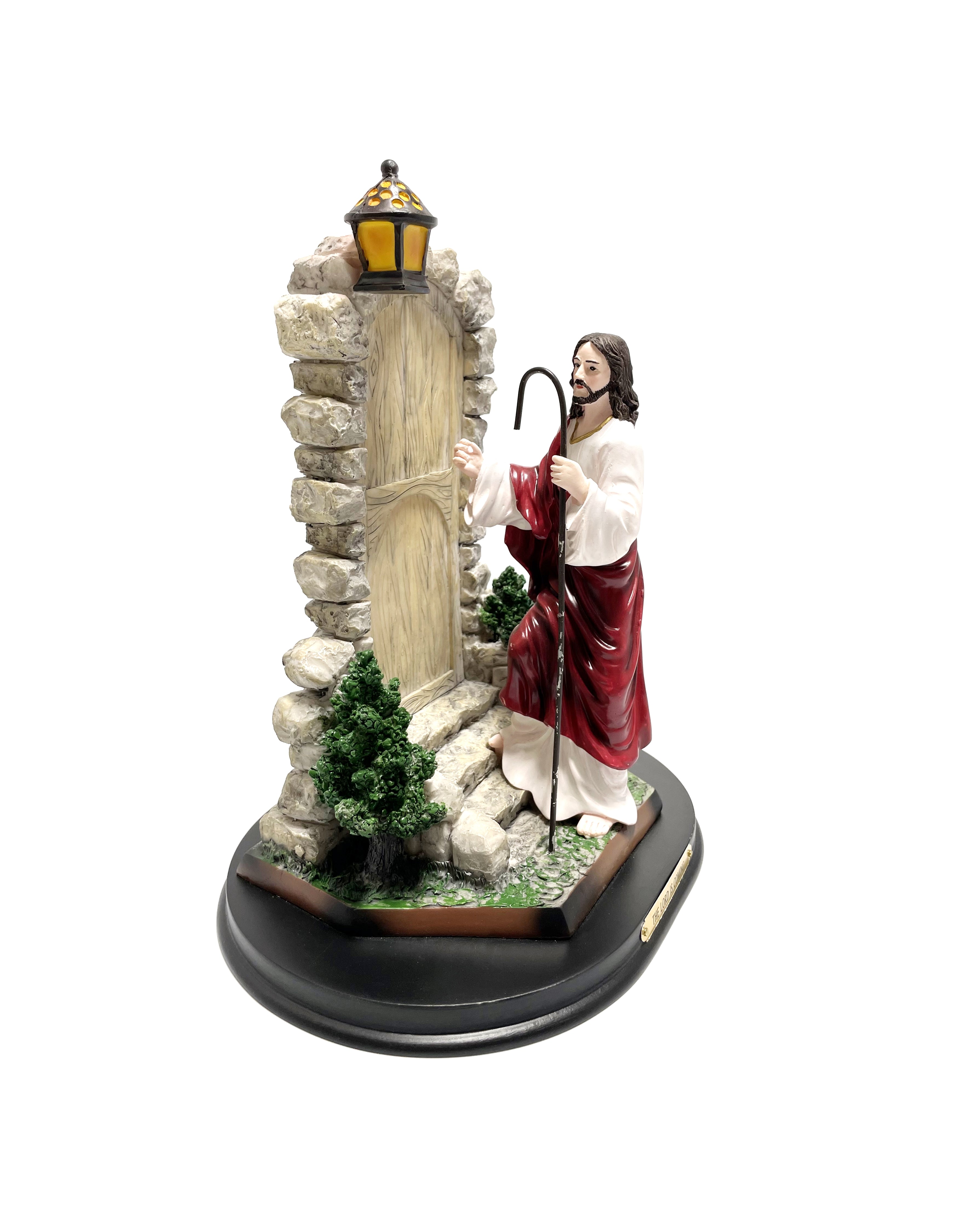 Estatua religiosa de Jesús llamando a la puerta de 12" de altura