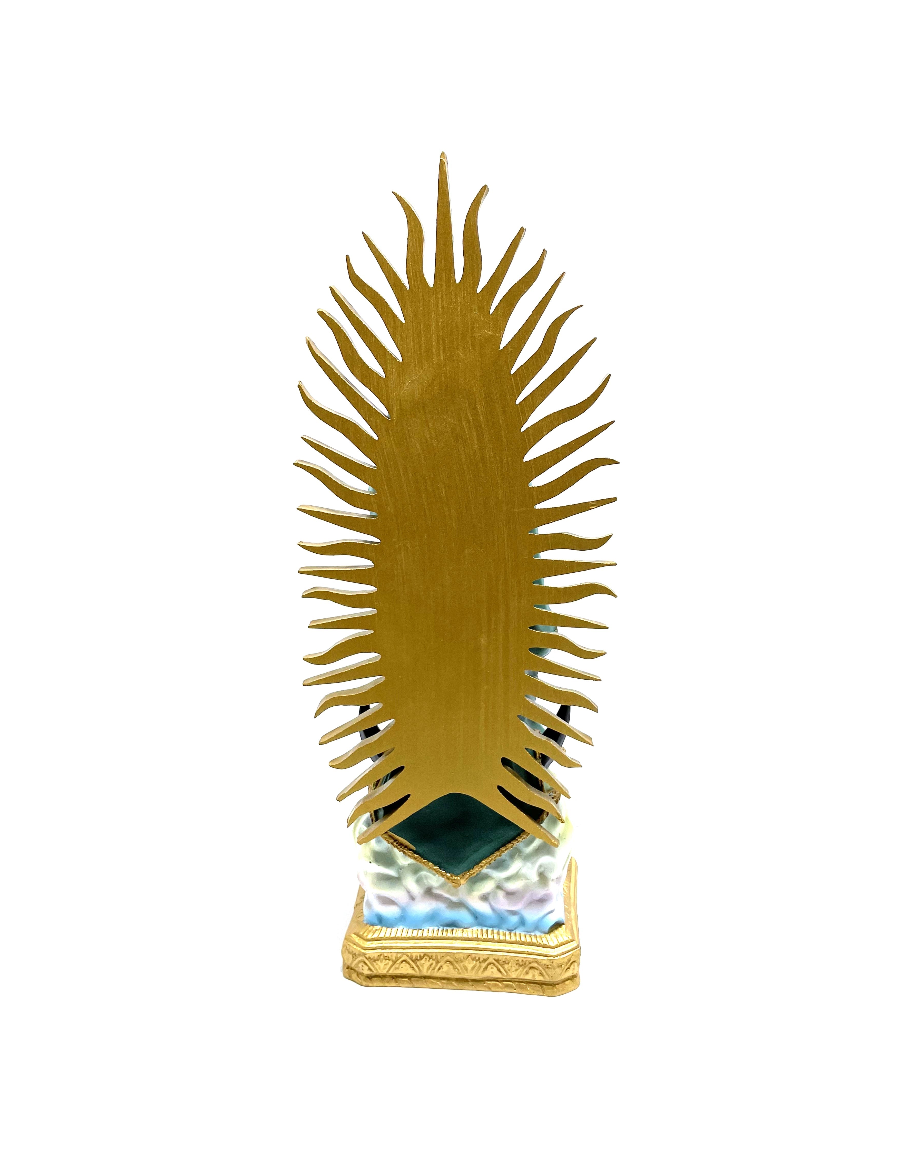Estatua religiosa de Nuestra Señora de Guadalupe de 12" de altura con rayos dorados