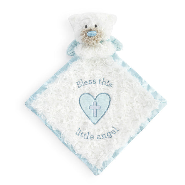 Mantita de oso ángel guardián, color azul