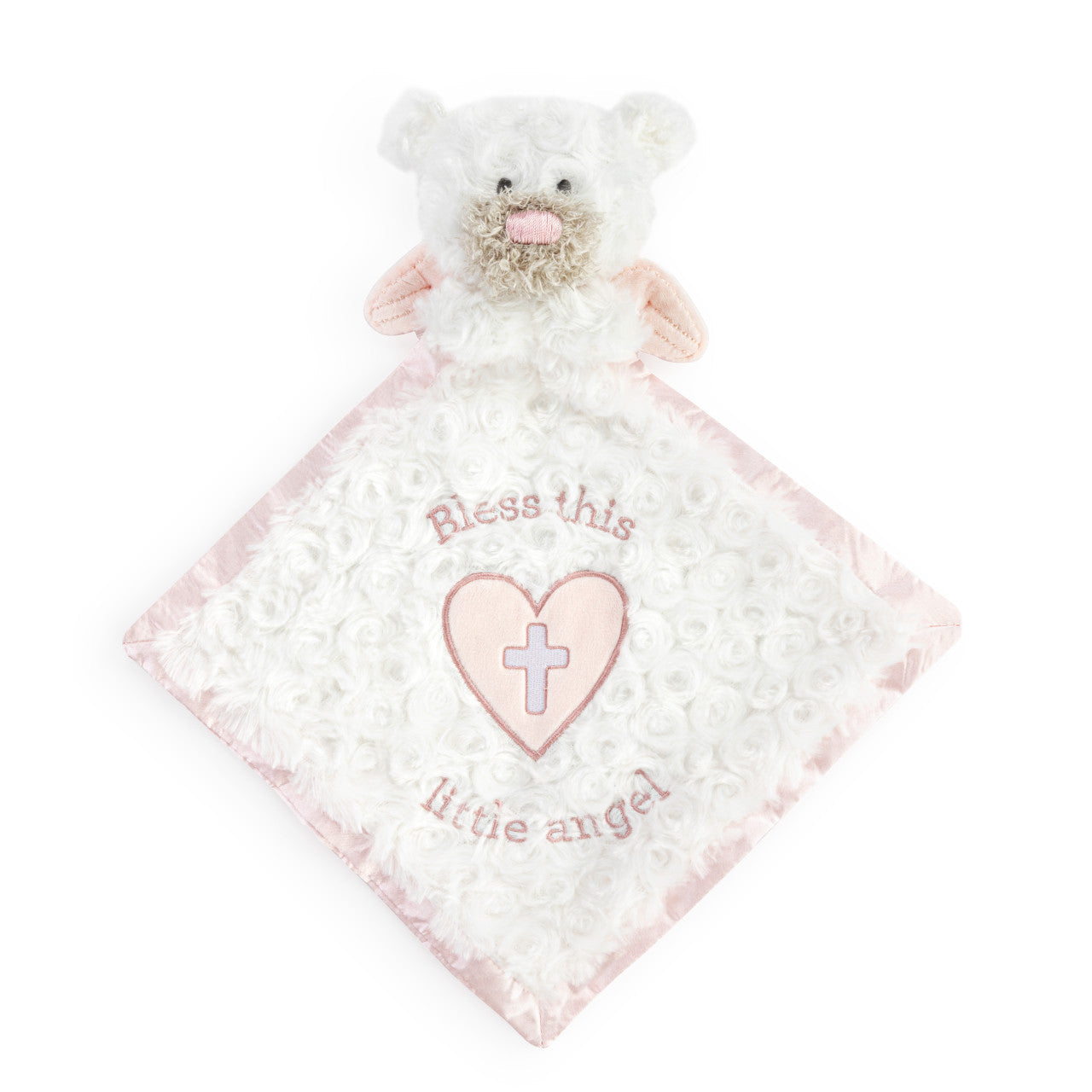 Mantita de oso ángel guardián, color rosa