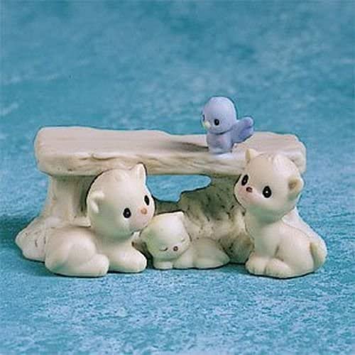 Banco de belén en miniatura con gatitos de Precious Moments n.° 291293 de Enesco