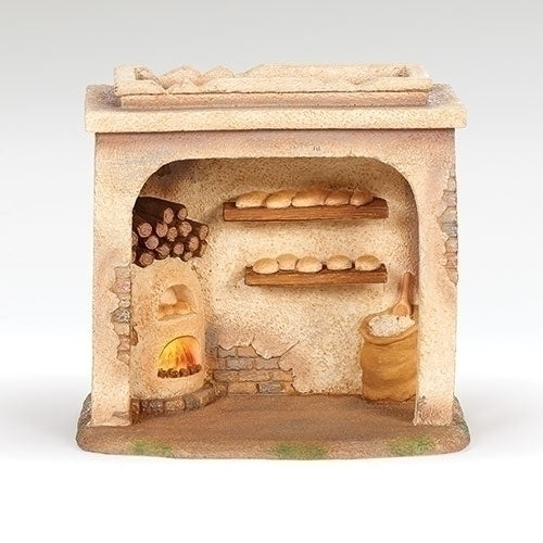 Panadería con luces LED de 6,75" de alto para belén a escala de 5" / Fontanini