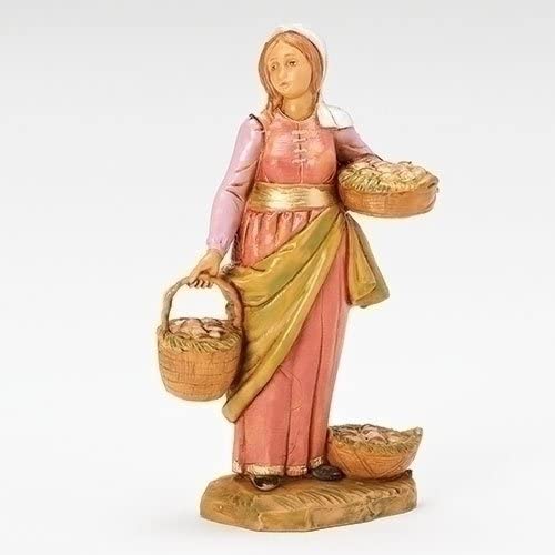 Figuras de belén de edición limitada de la dama de las dalias con setas Fontanini