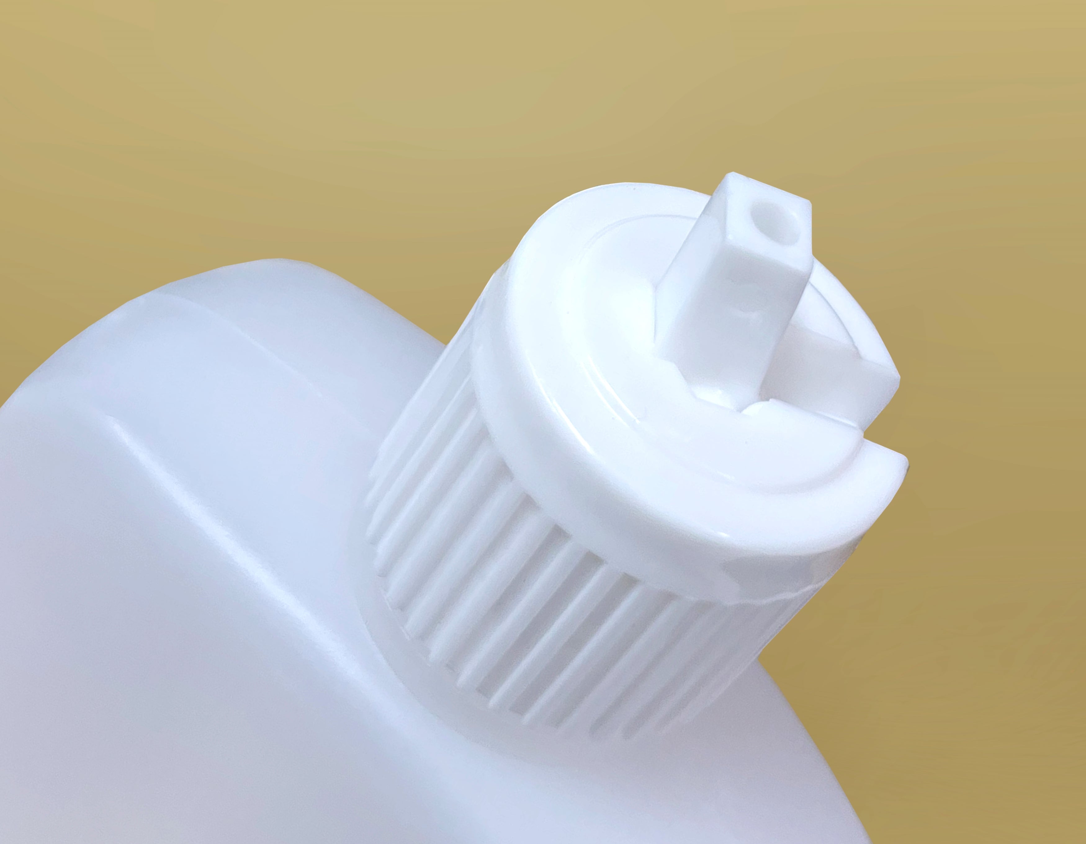 Holy water plastic bottle with golden details and safety cap design