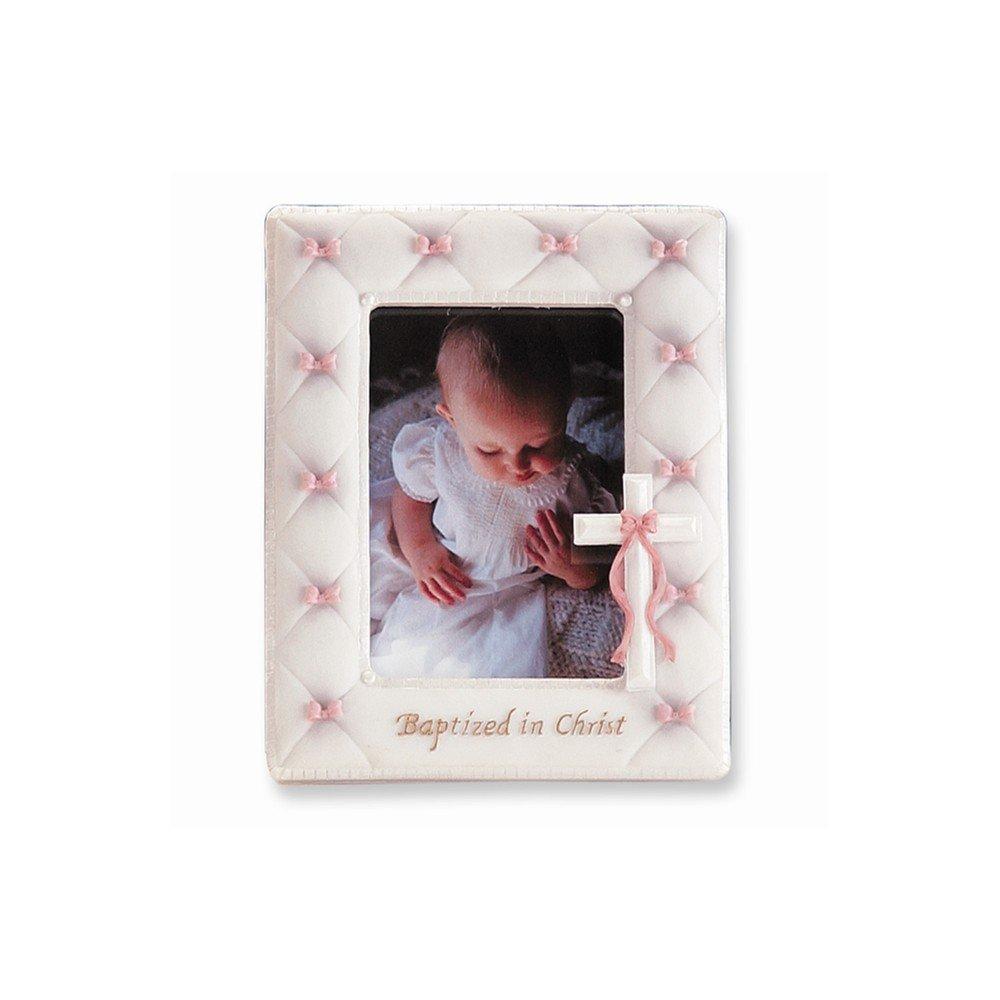 Marco de bautismo de 7" para foto de 3,5" x 5" (niña, rosa)
