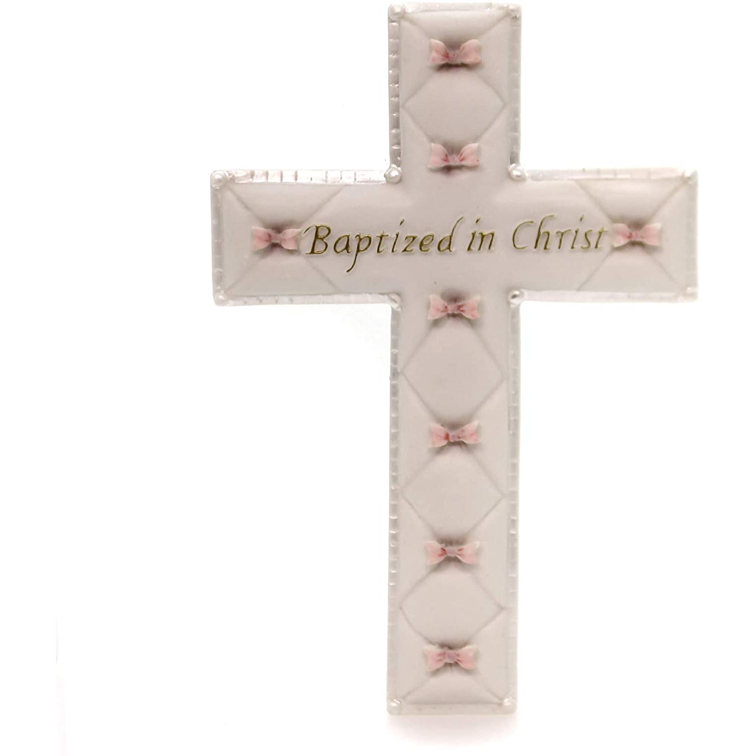 Cruz de pared para bautizo "Bautizada en Cristo" para habitación de bebé (niña, rosa)