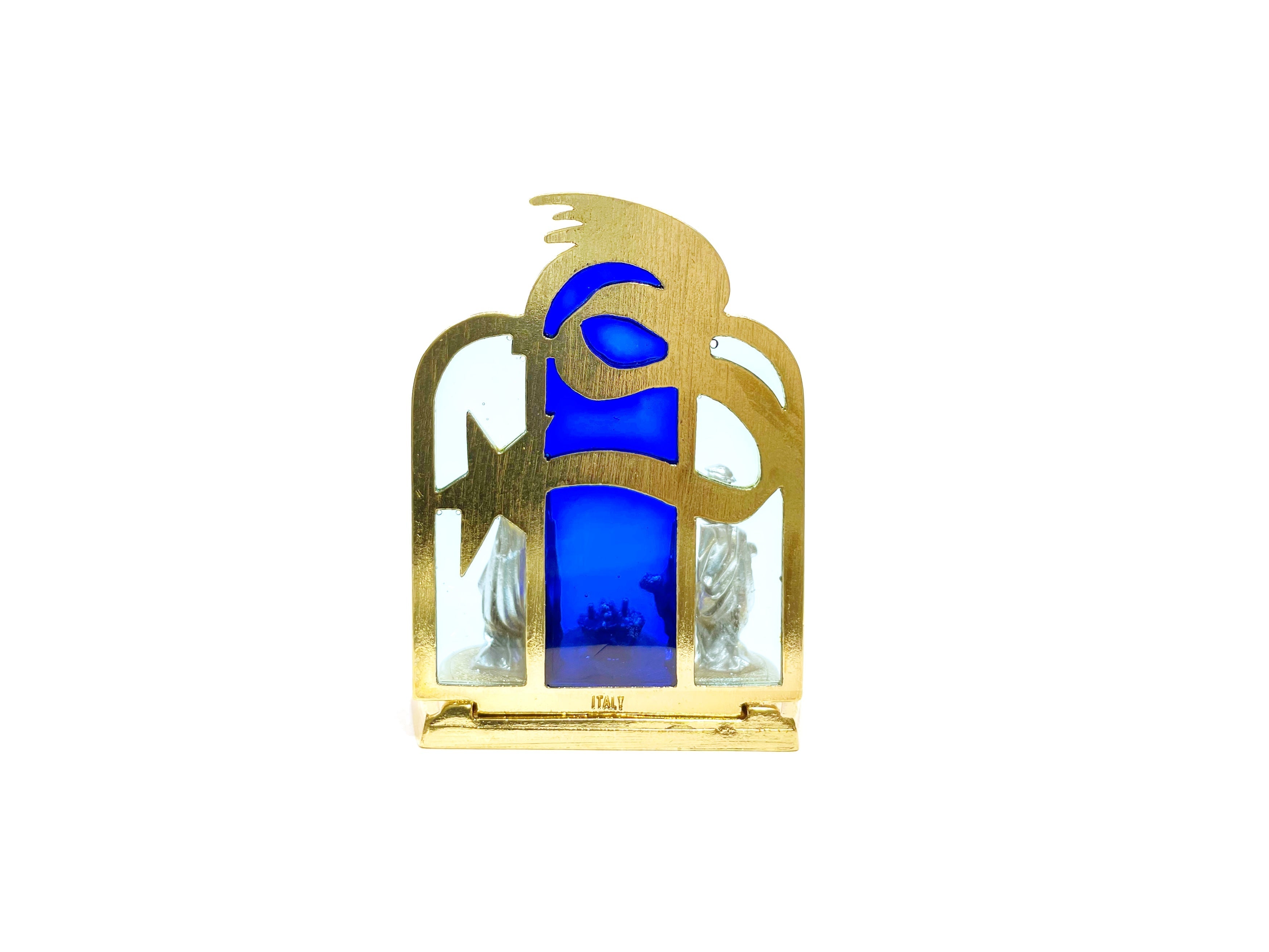 Nacimiento con estrella y peana estilo vitral