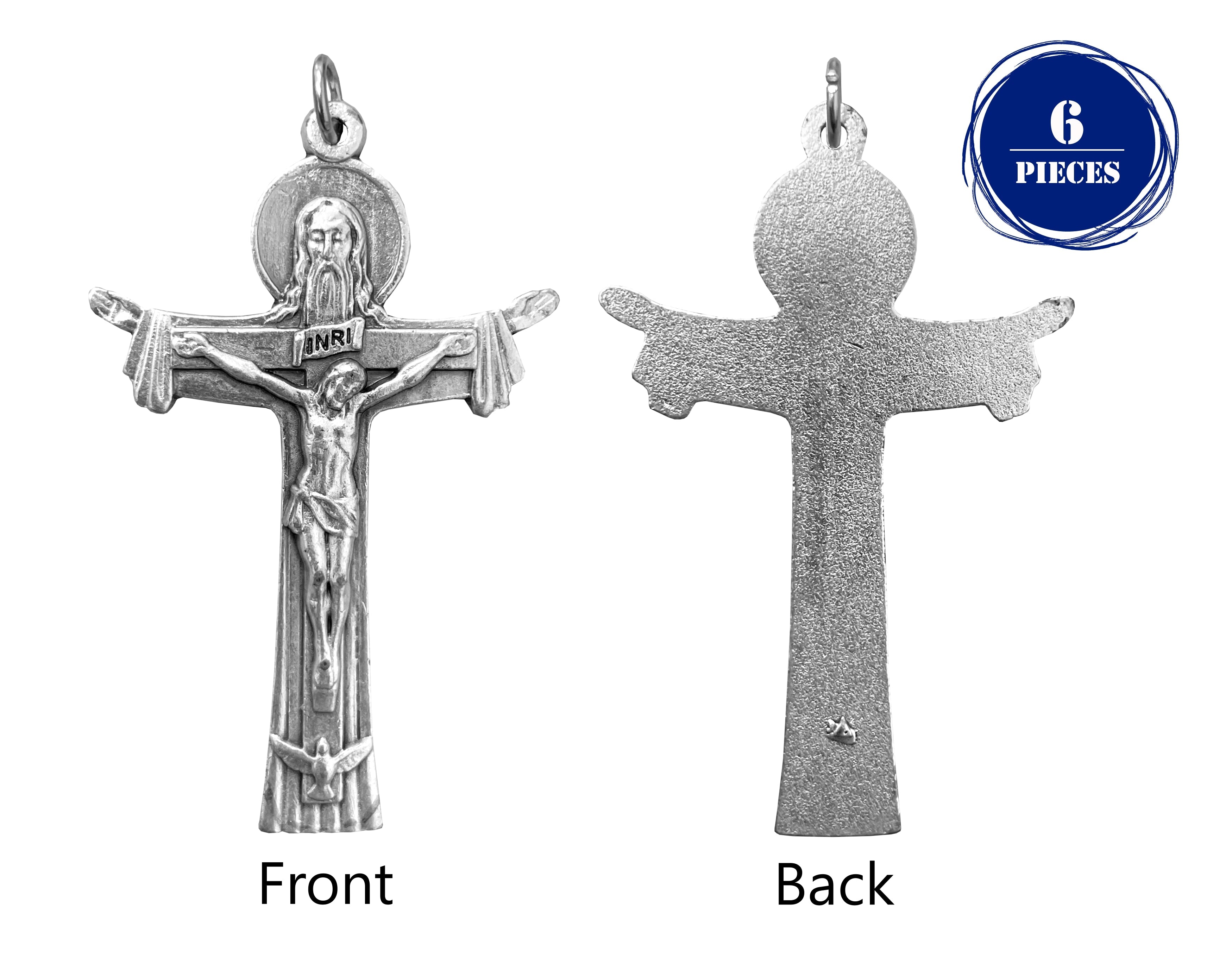 Crucifijo de la Santísima Trinidad en plata oxidada de 2,0"