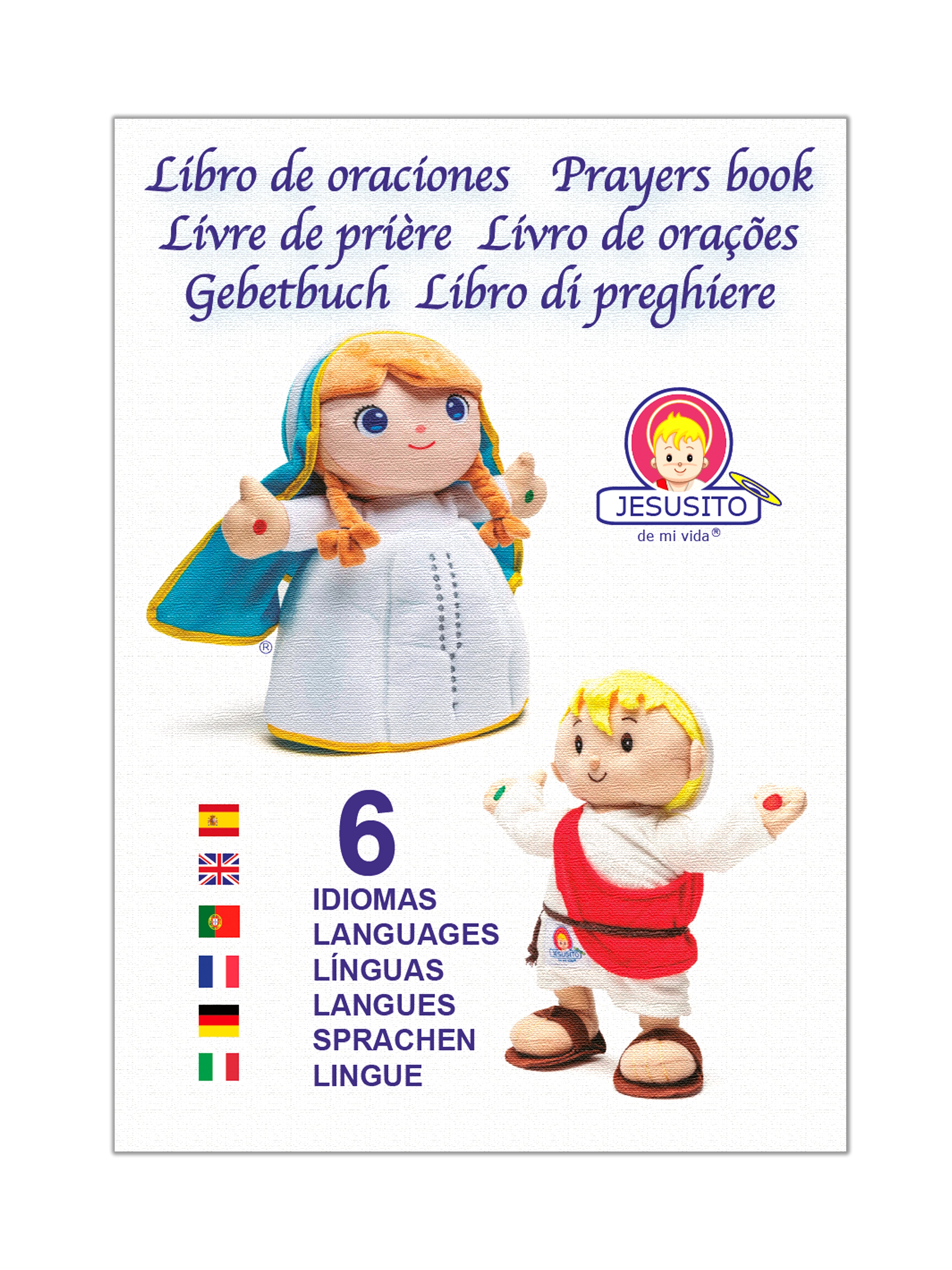 Peluche Virgen María 12" Oraciones 6 idiomas