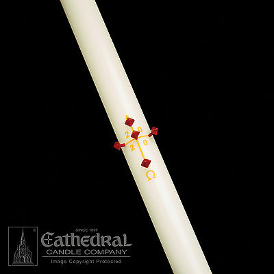Vela pascual simple 51 % cera de abejas 3" x 48"