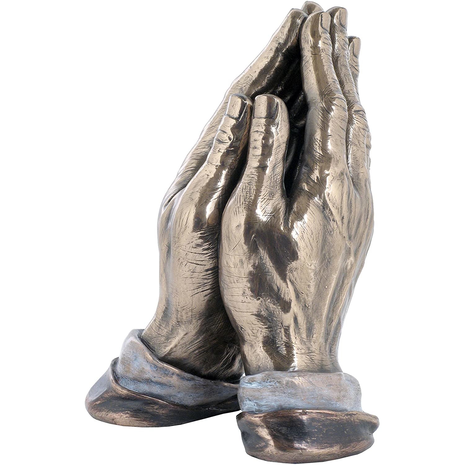 Figura de bronce fundido en frío con manos en oración de 7,75 pulgadas