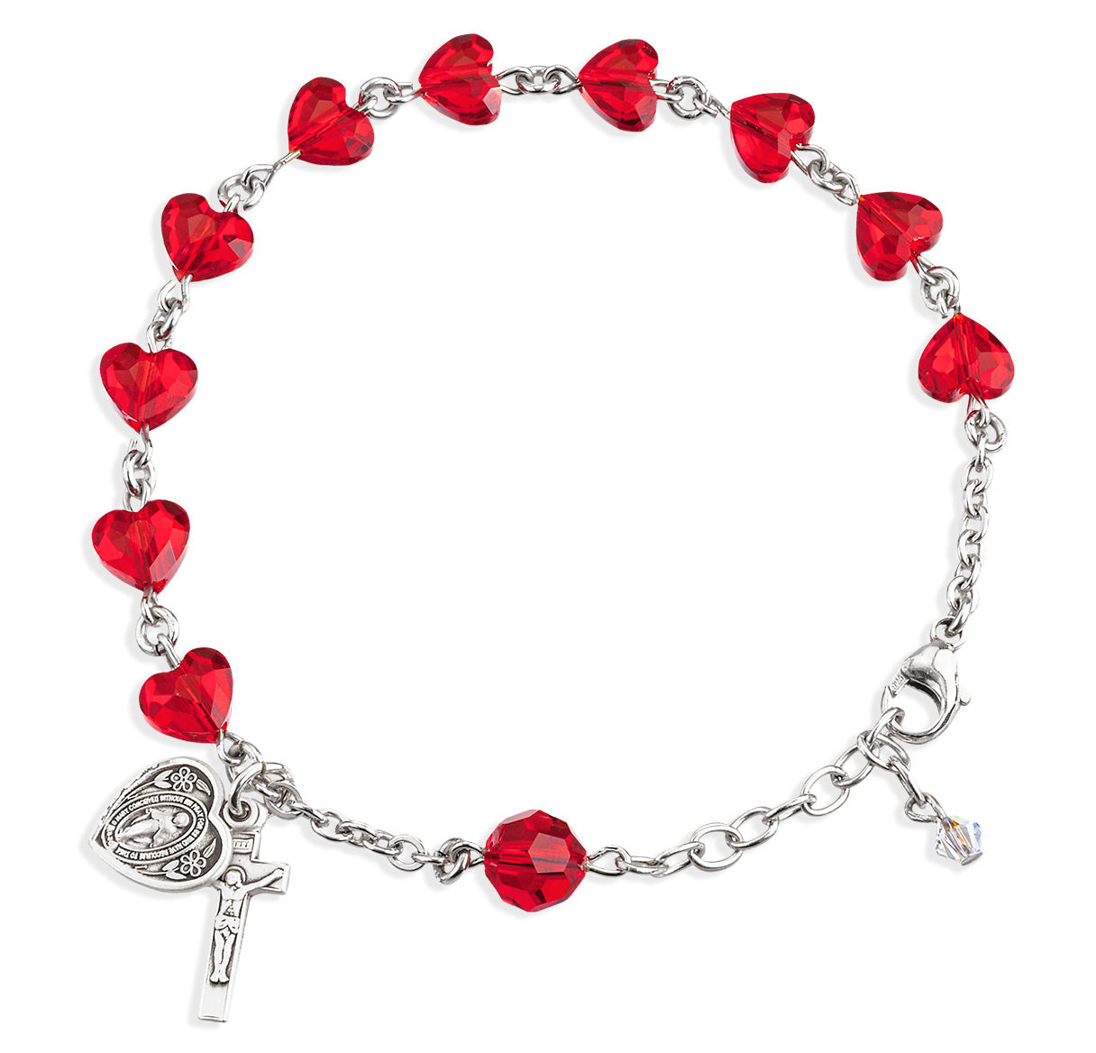 Pulsera de corazón de cristal Swarovski rojo 