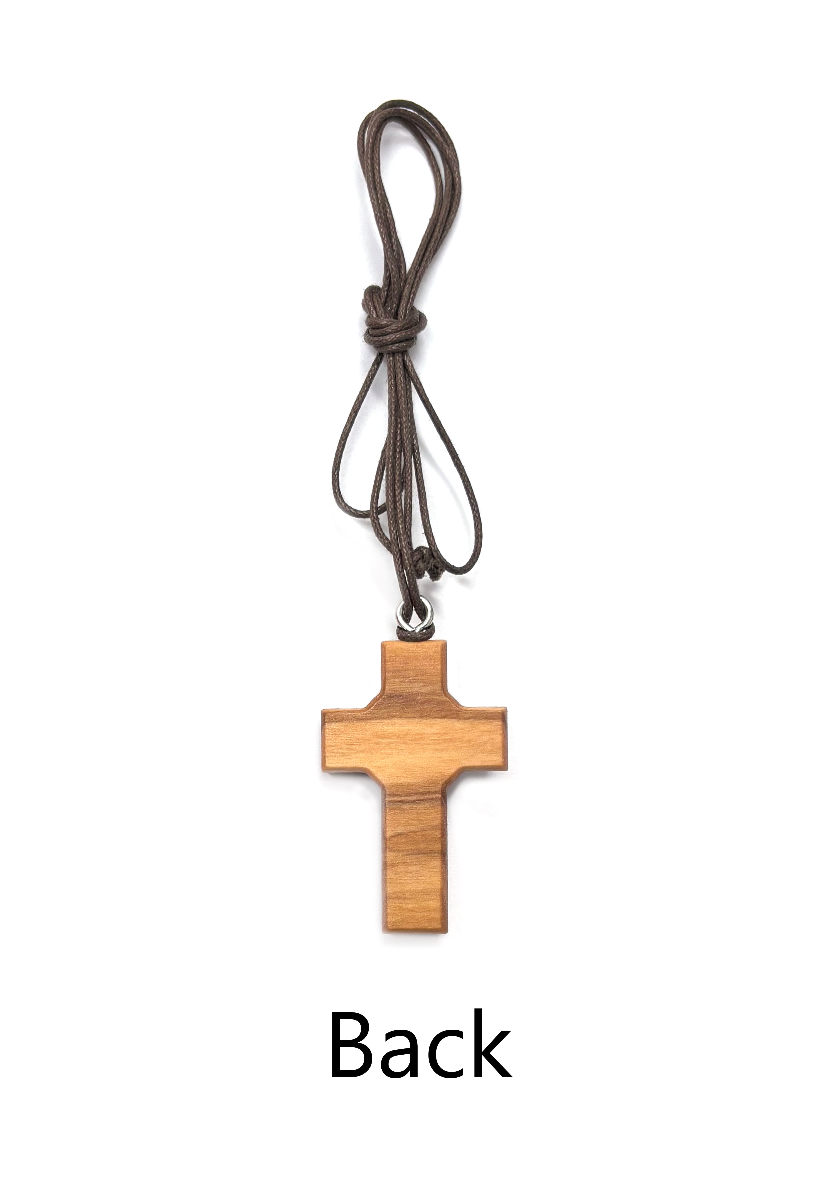 Cruz del Espíritu Santo en madera de olivo y esmalte rojo con cordón marrón