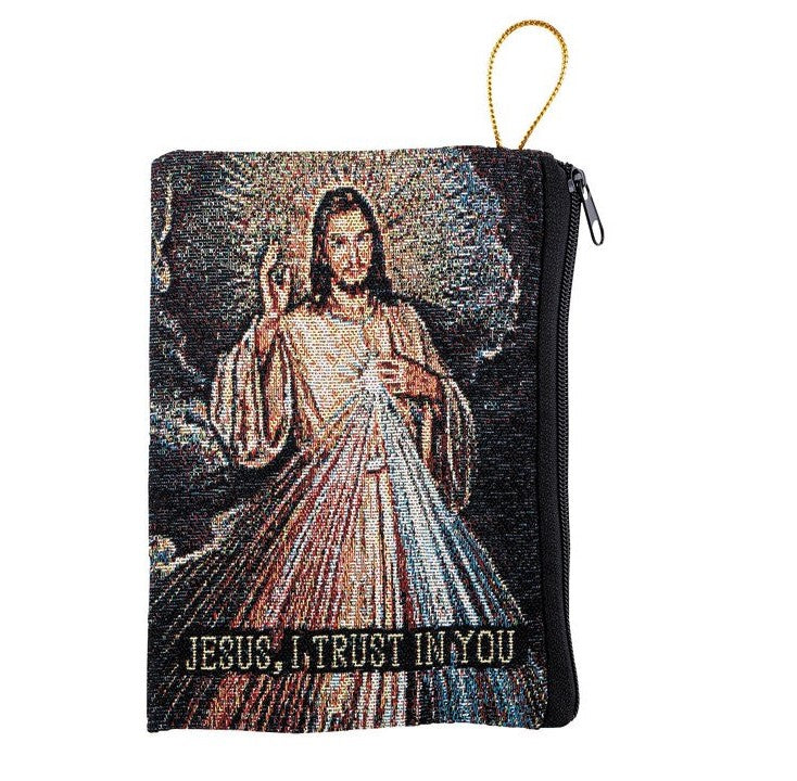 Bolsa de rosario con tapiz de la Divina Misericordia