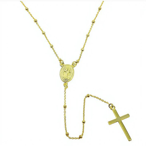 Collar Rosario de Plata y Plata con Medalla Milagrosa bañada en Oro 