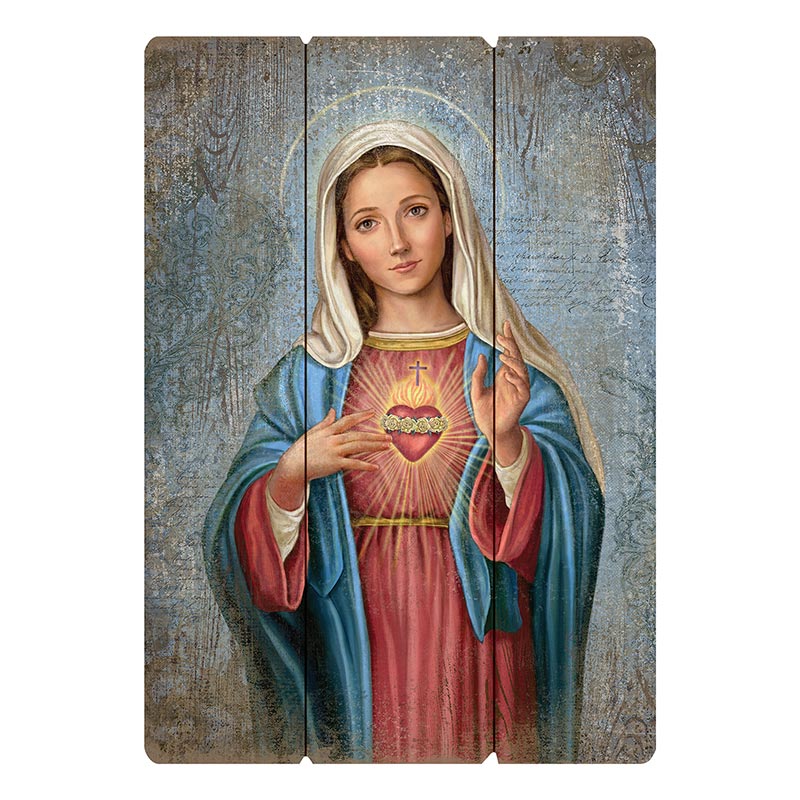 Letrero de palé de gran formato con el corazón inmaculado