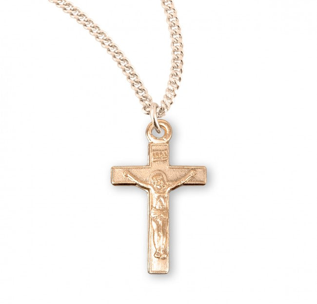 Crucifijo básico de oro sobre plata de ley