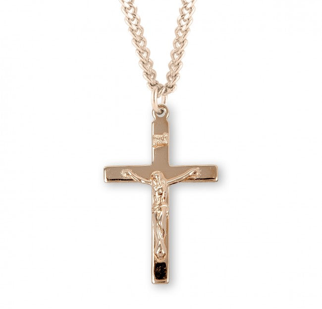 Crucifijo de oro sobre plata esterlina muy pulido de 24"