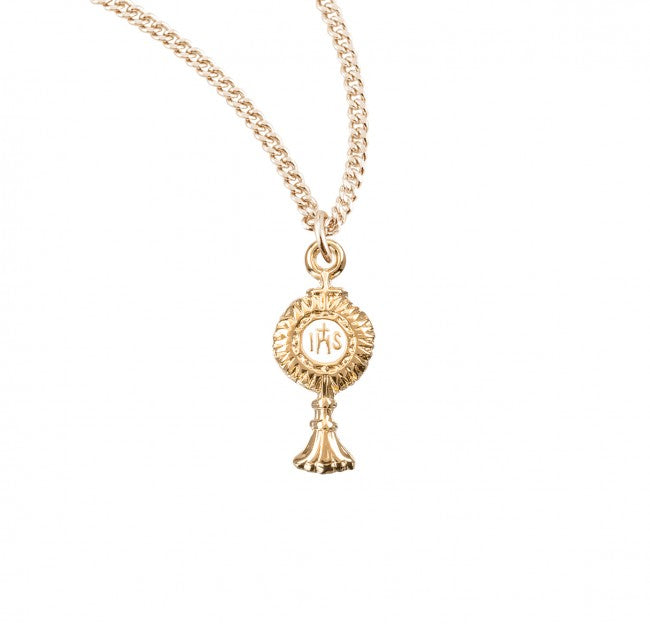 Colgante de custodia de oro sobre plata de ley