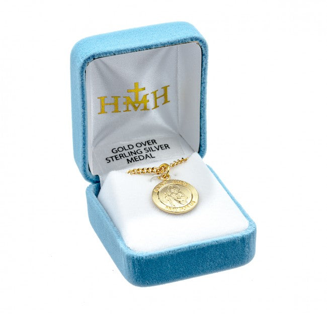 Patron Saint Jude Round Gold Over Sterling Silver Medal
