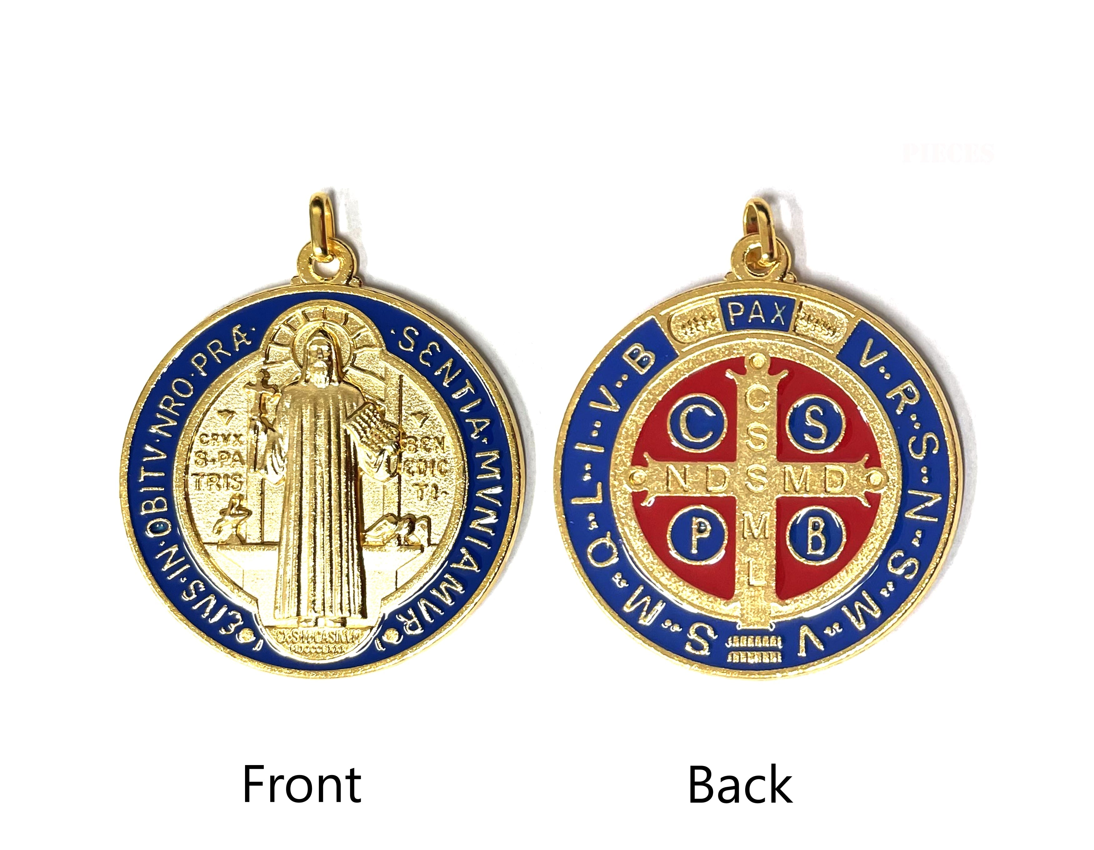 Medallas de San Benito de oro y plata de 2"