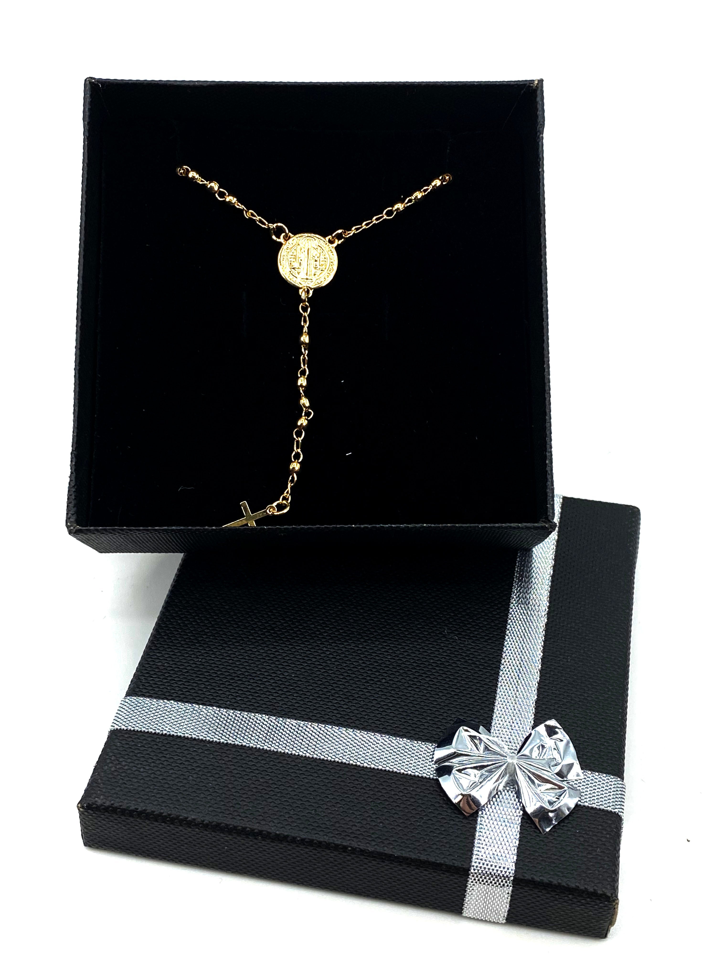Collar rosario con medalla de San Benito
