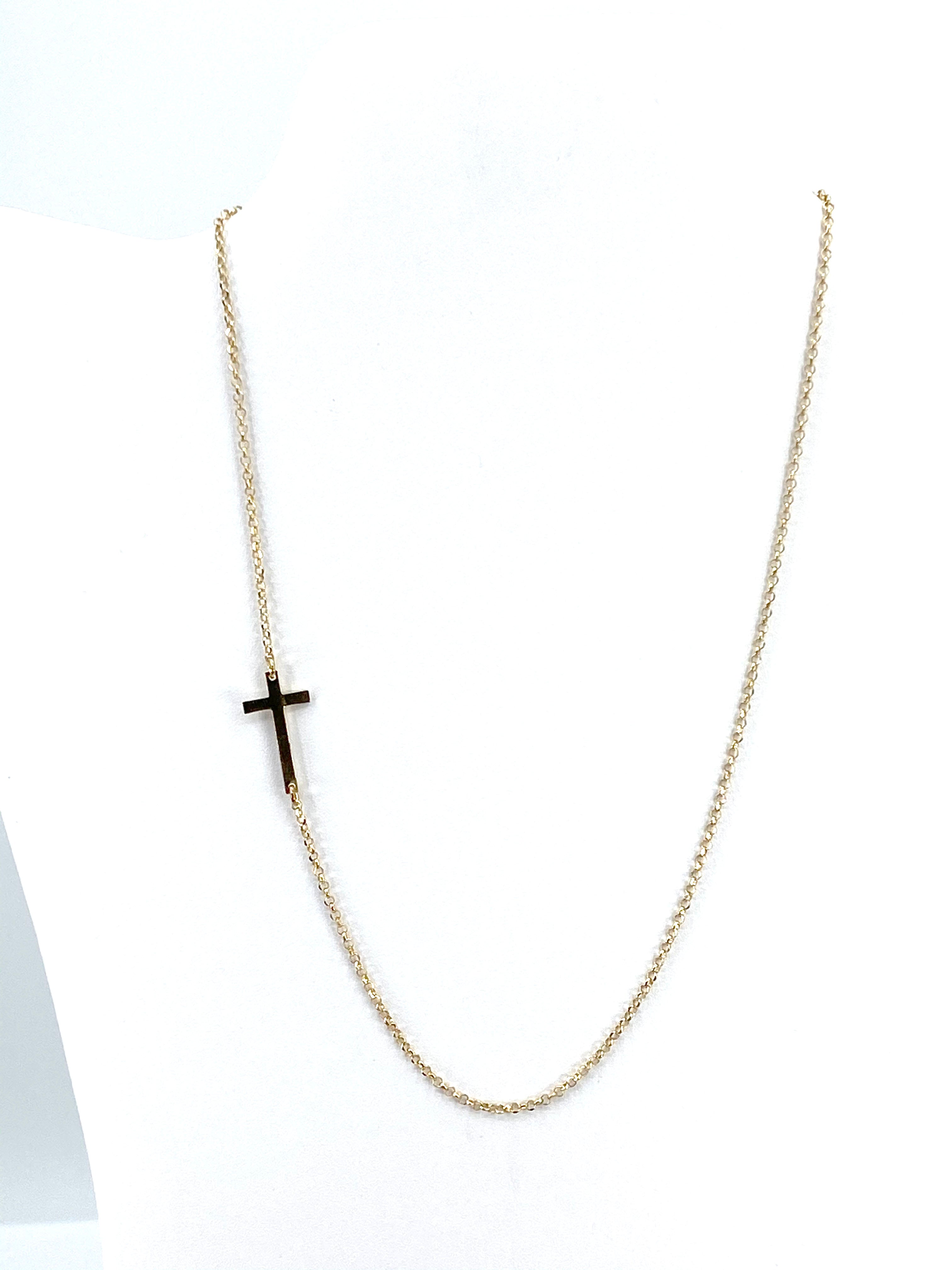 Modern Sterling Silver Side Cross  Necklace