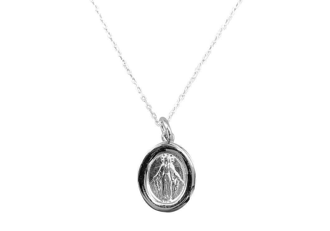 Collar de plata con medalla de María Milagrosa 