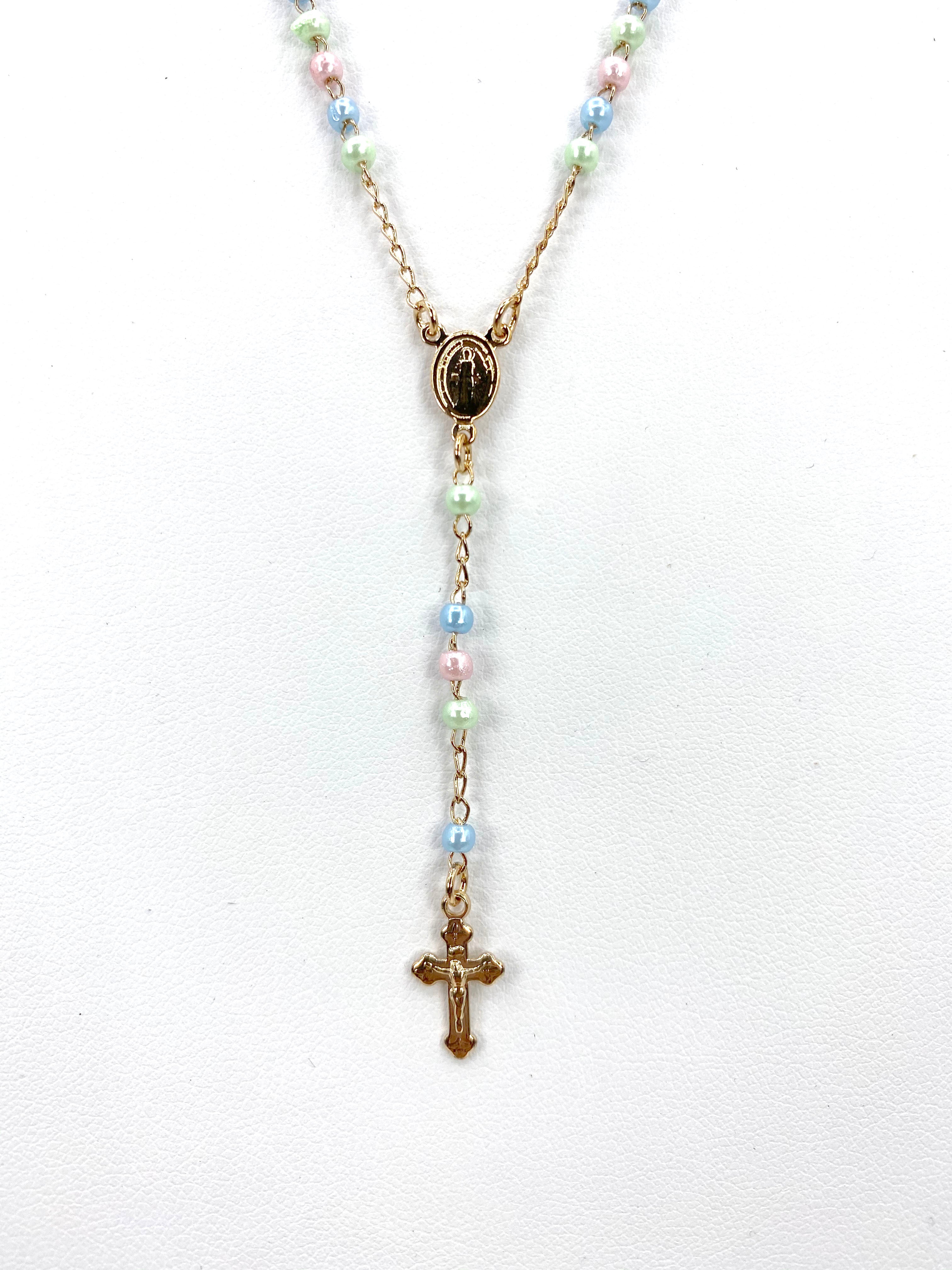 Pastel colored Rosary Necklace