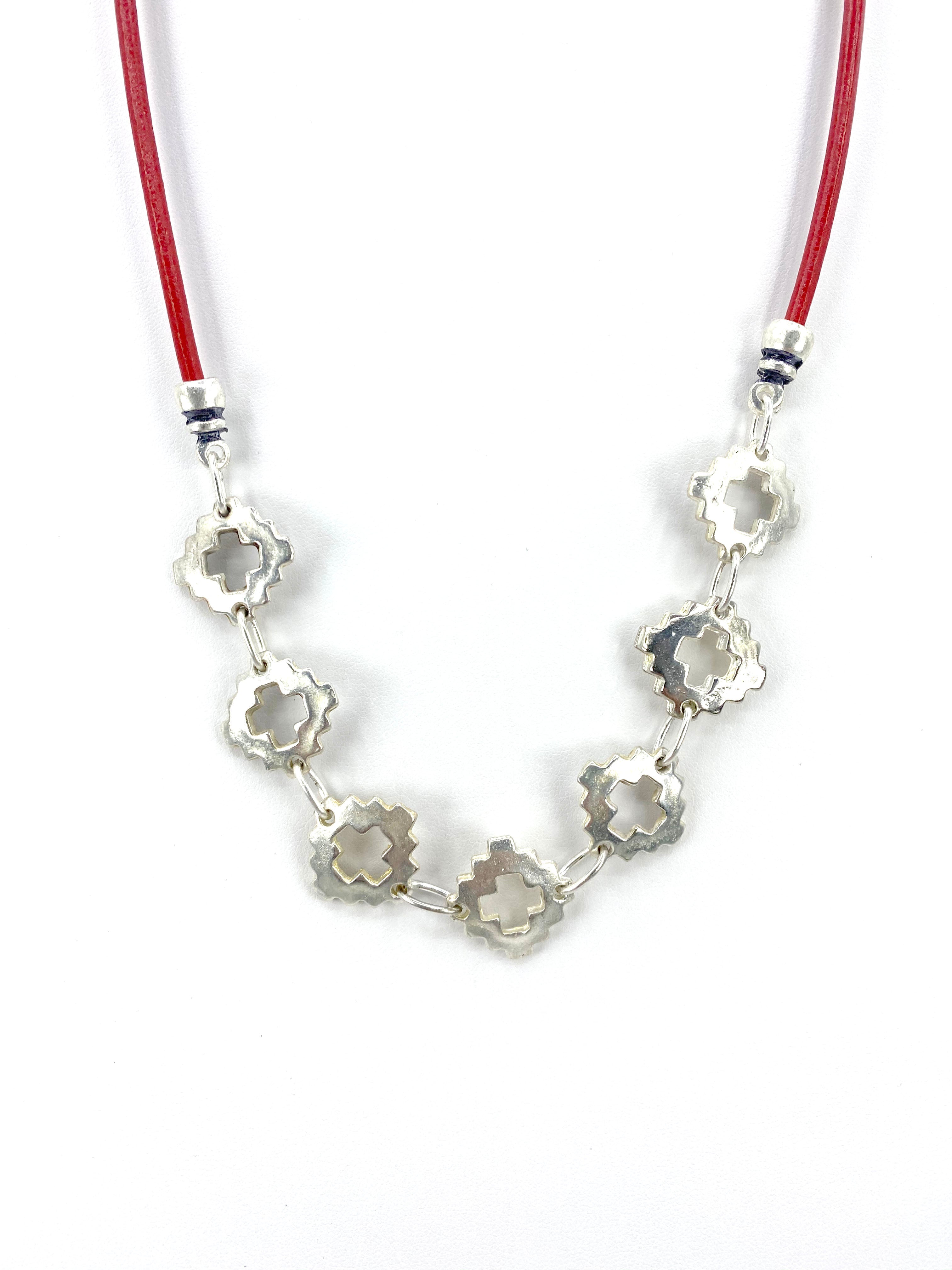 Vintage The Cross Necklace  Handmade Jewelry with Genuine Leather Strap by Graciela's Collection