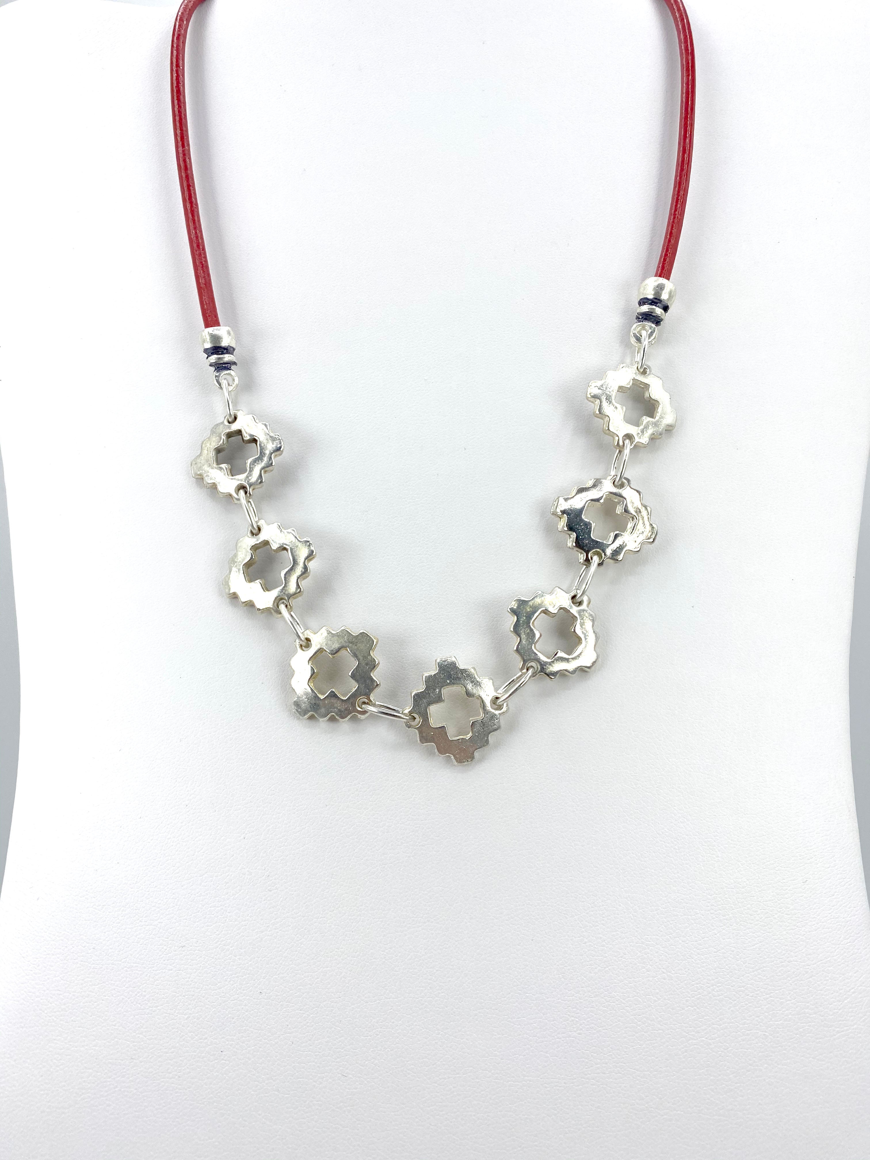Vintage The Cross Necklace  Handmade Jewelry with Genuine Leather Strap by Graciela's Collection