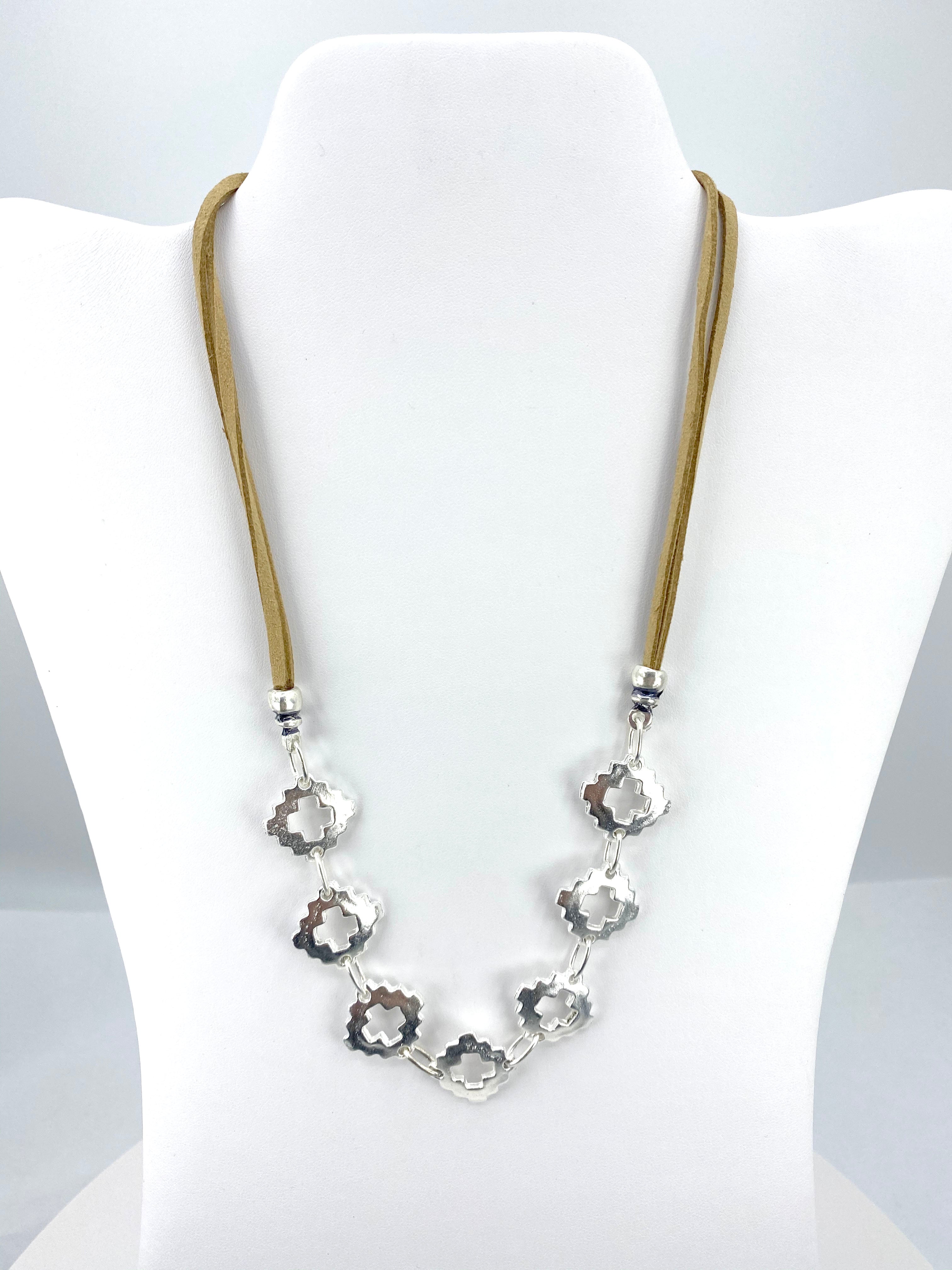 Vintage The Cross Necklace  Handmade Jewelry with Genuine Leather Strap by Graciela's Collection