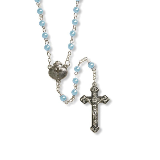 Rosario de bautismo acrílico/plata