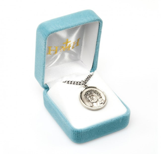 Sterling Silver Christ in Agony Round Medal