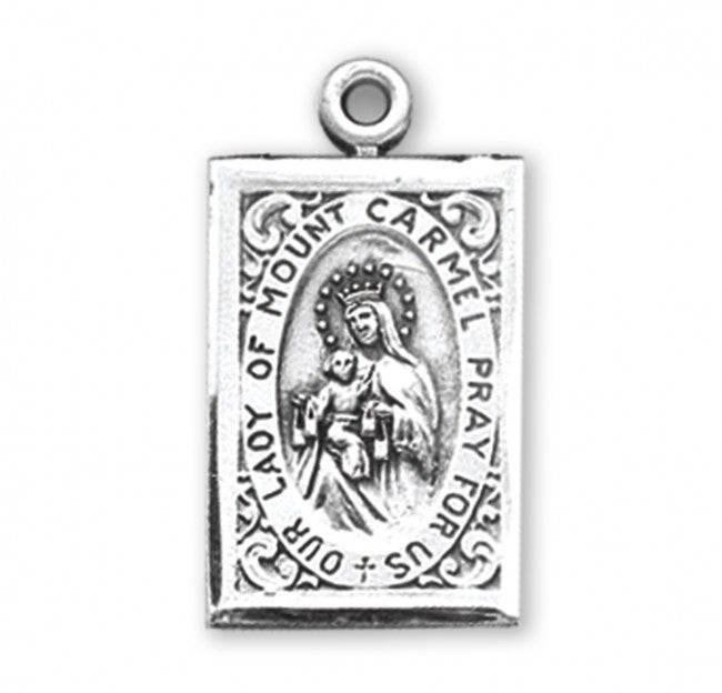 Medalla Escapulario de Plata de Ley de Nuestra Señora del Monte Carmelo